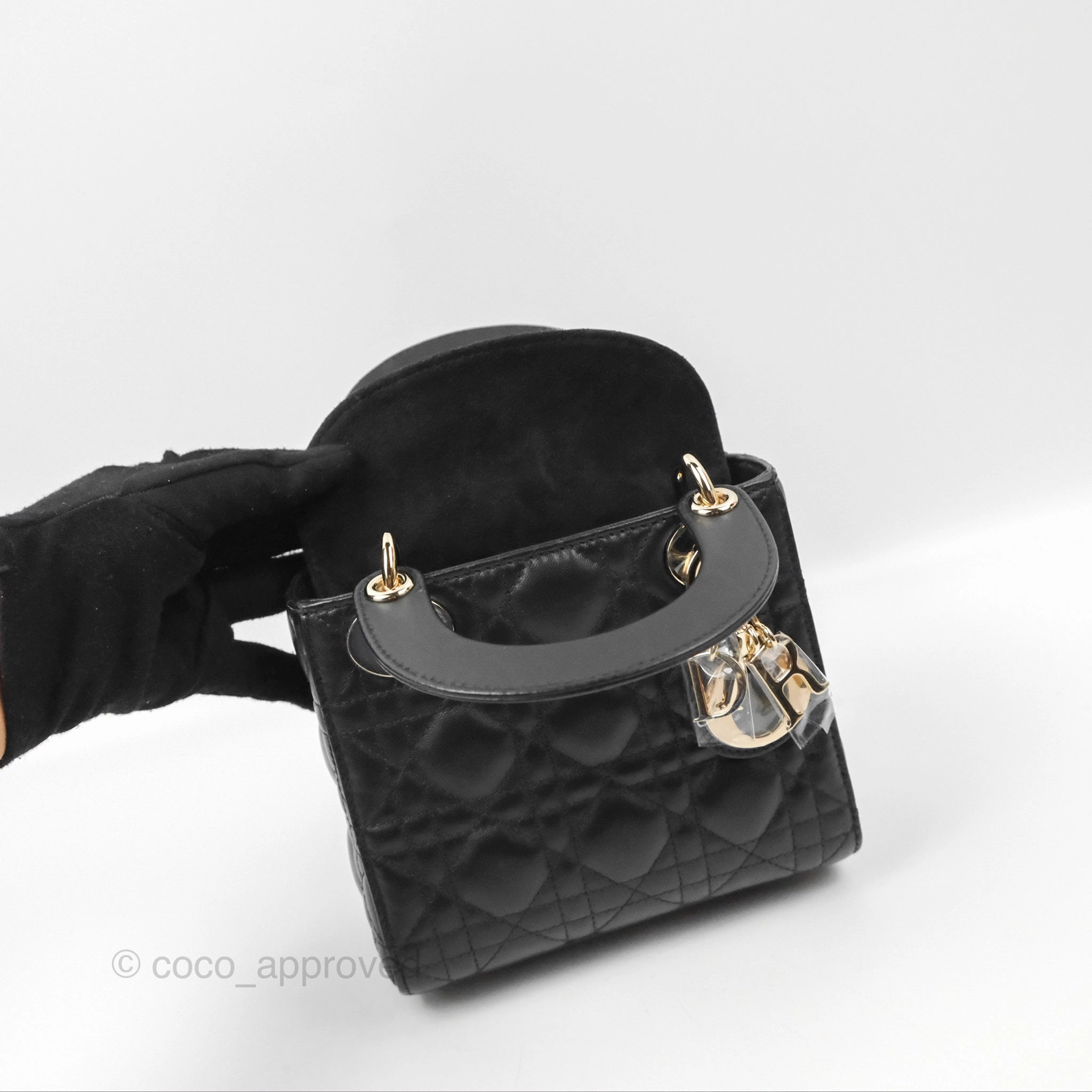 Christian Dior Mini Lady Dior Black Lambskin Gold Hardware