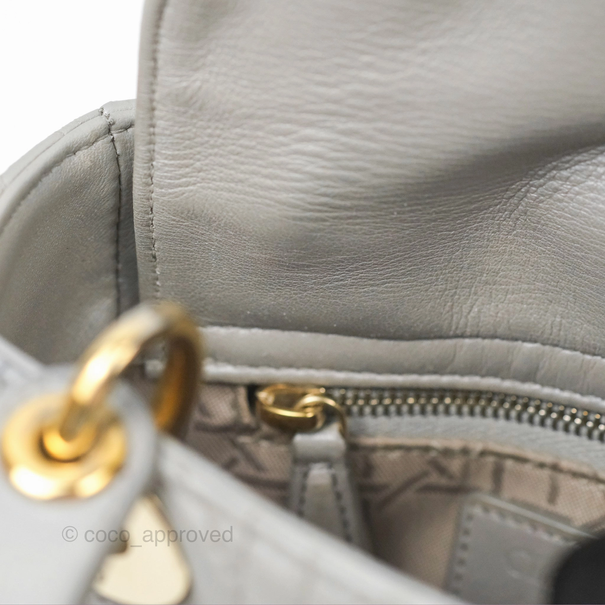 Christian Dior Mini Lady Dior Iridescent Light Grey Cannage Lambskin Gold Hardware