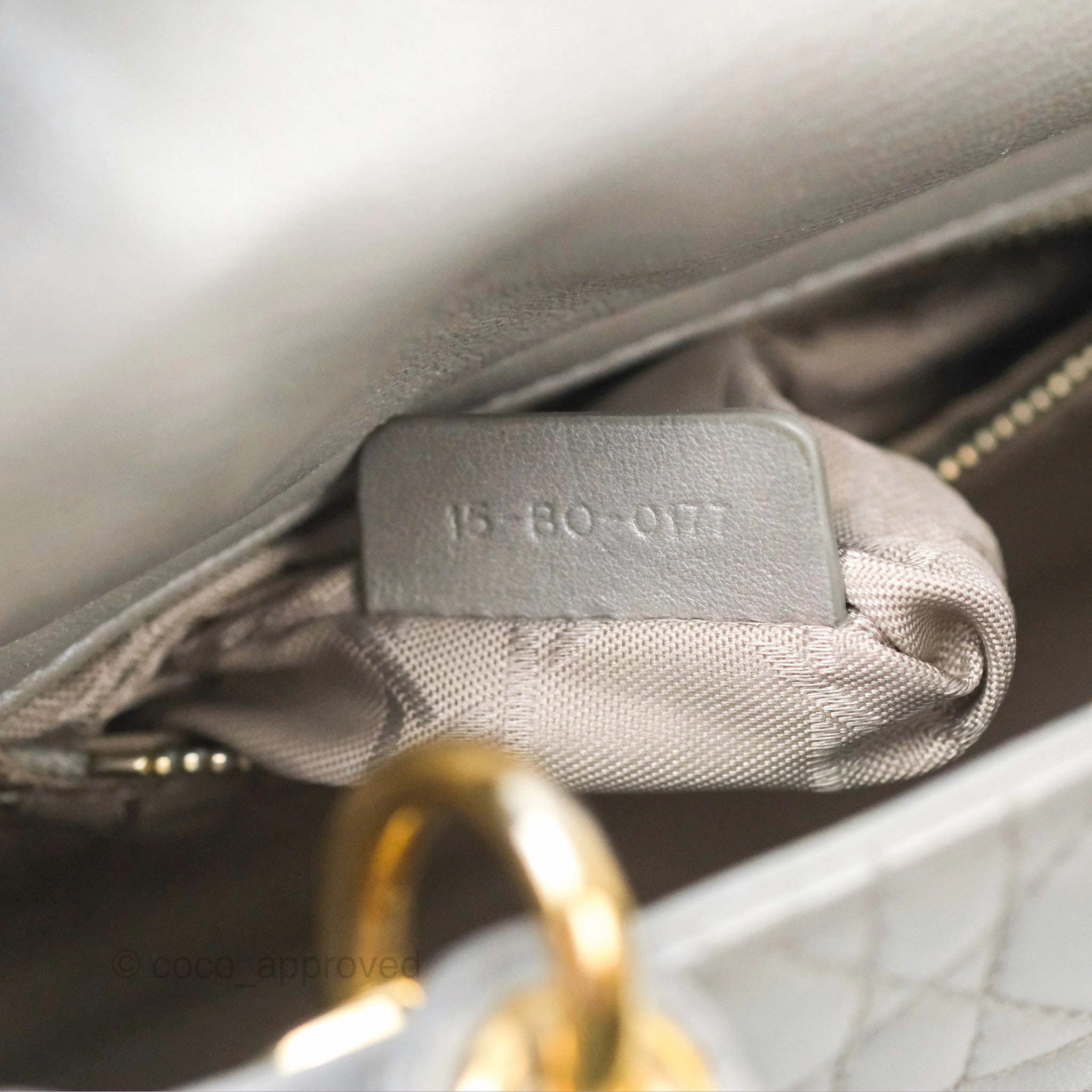 Christian Dior Mini Lady Dior Iridescent Light Grey Cannage Lambskin Gold Hardware