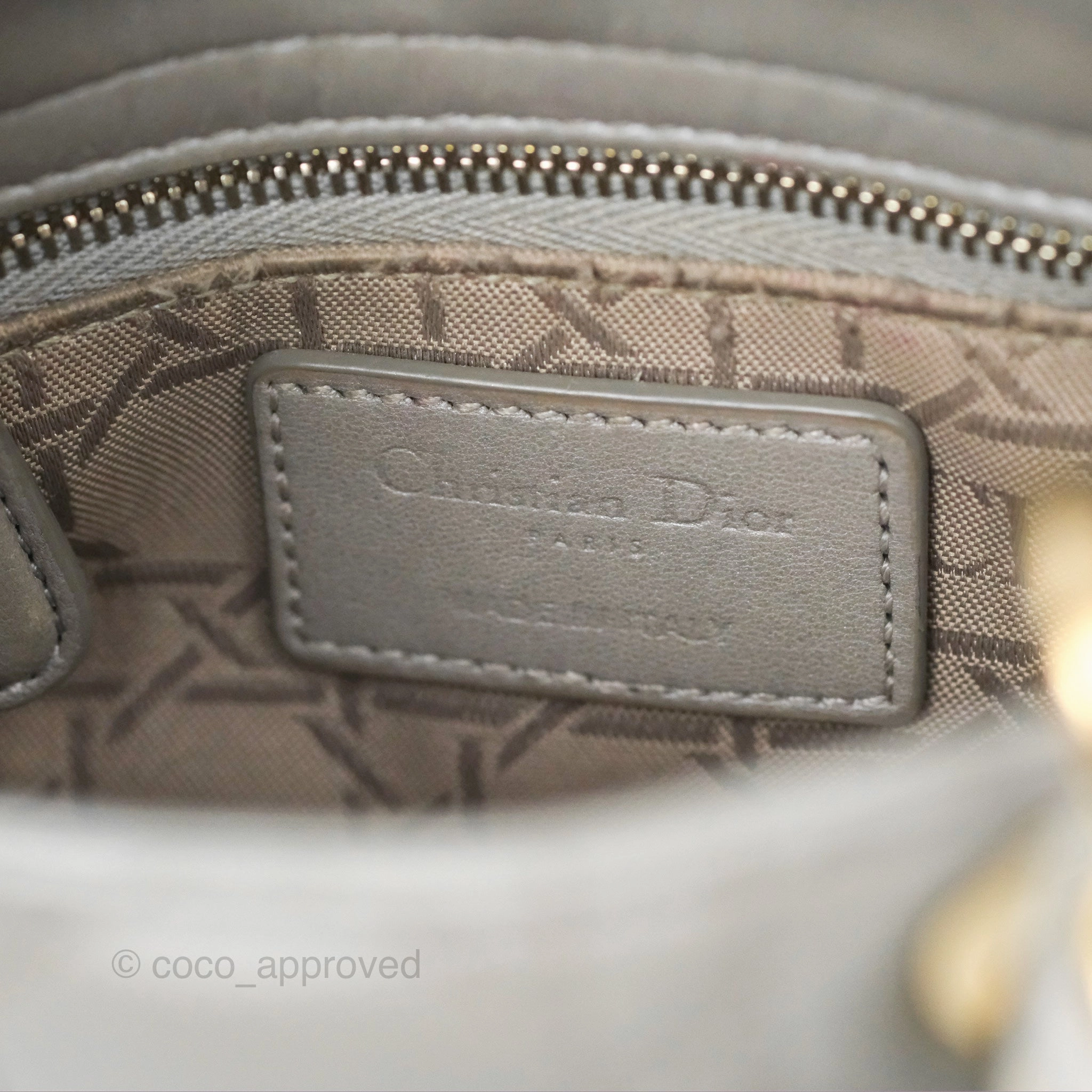 Christian Dior Mini Lady Dior Iridescent Light Grey Cannage Lambskin Gold Hardware
