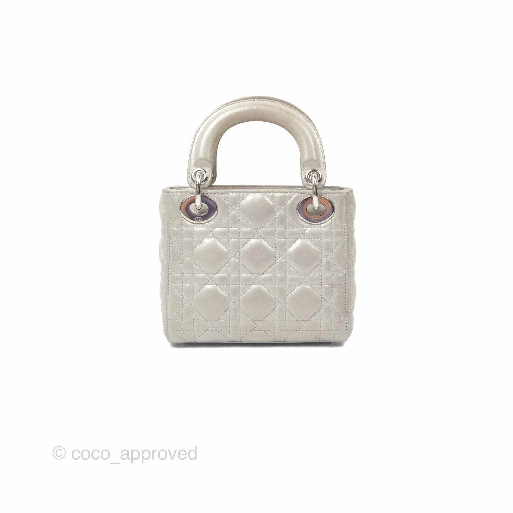 Christian Dior Mini Lady Dior Metallic Silver Nubuck Silver Hardware
