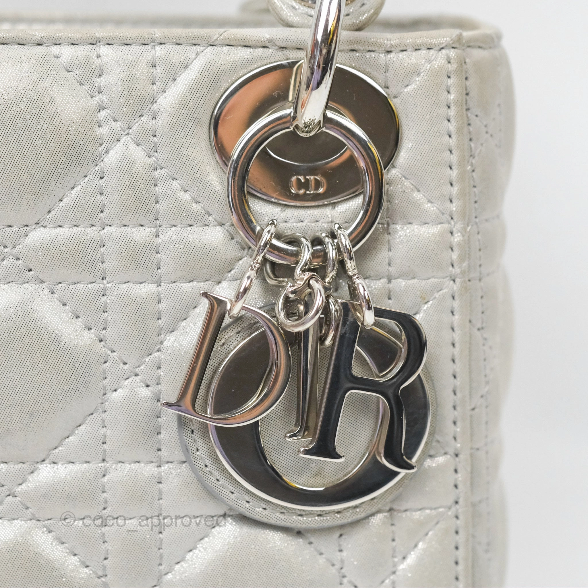 Christian Dior Mini Lady Dior Metallic Silver Nubuck Silver Hardware