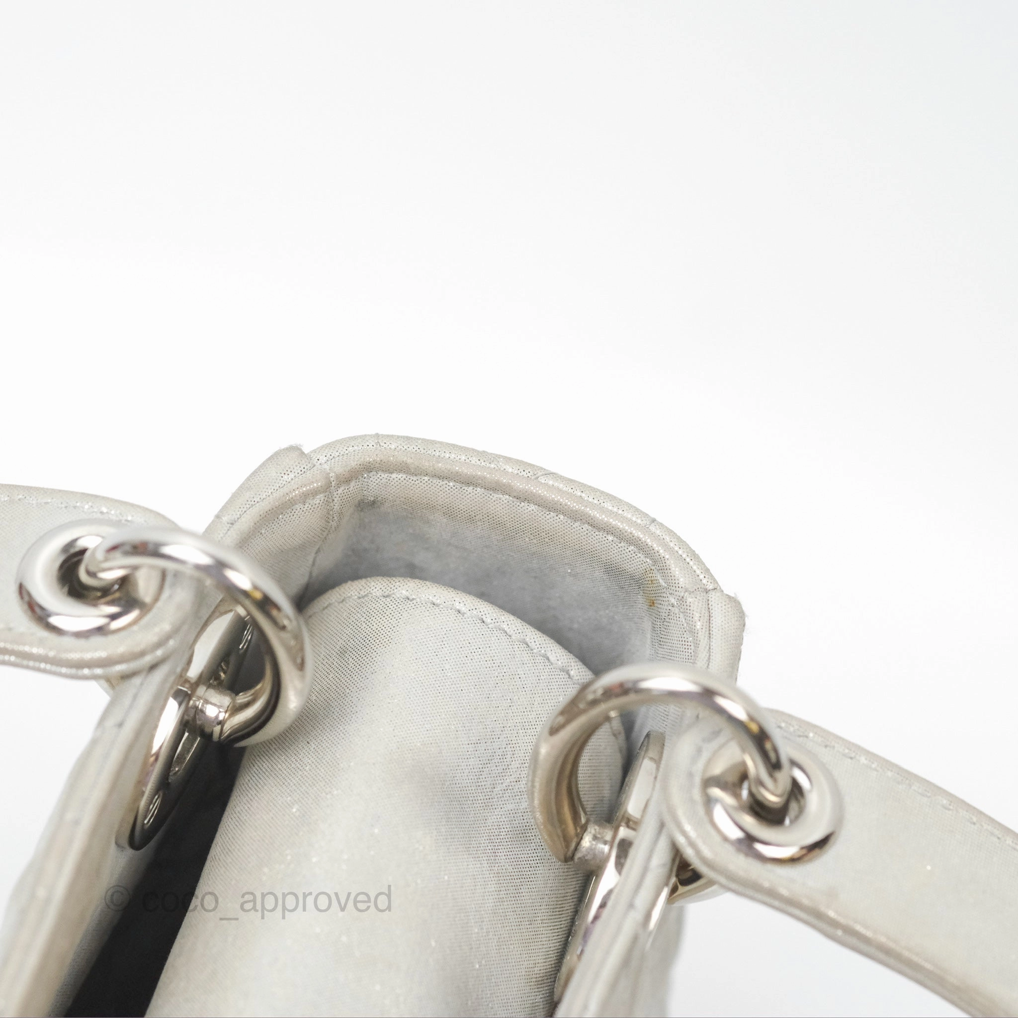 Christian Dior Mini Lady Dior Metallic Silver Nubuck Silver Hardware