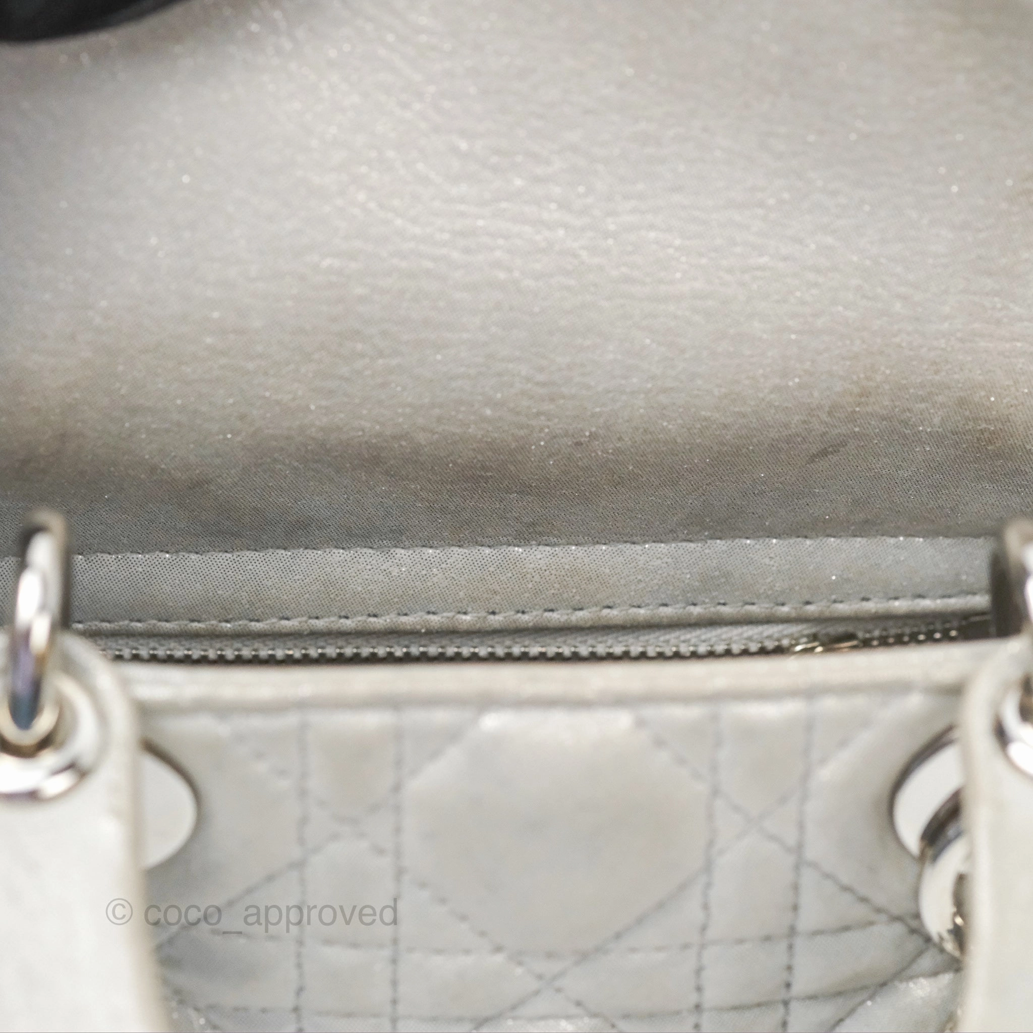 Christian Dior Mini Lady Dior Metallic Silver Nubuck Silver Hardware