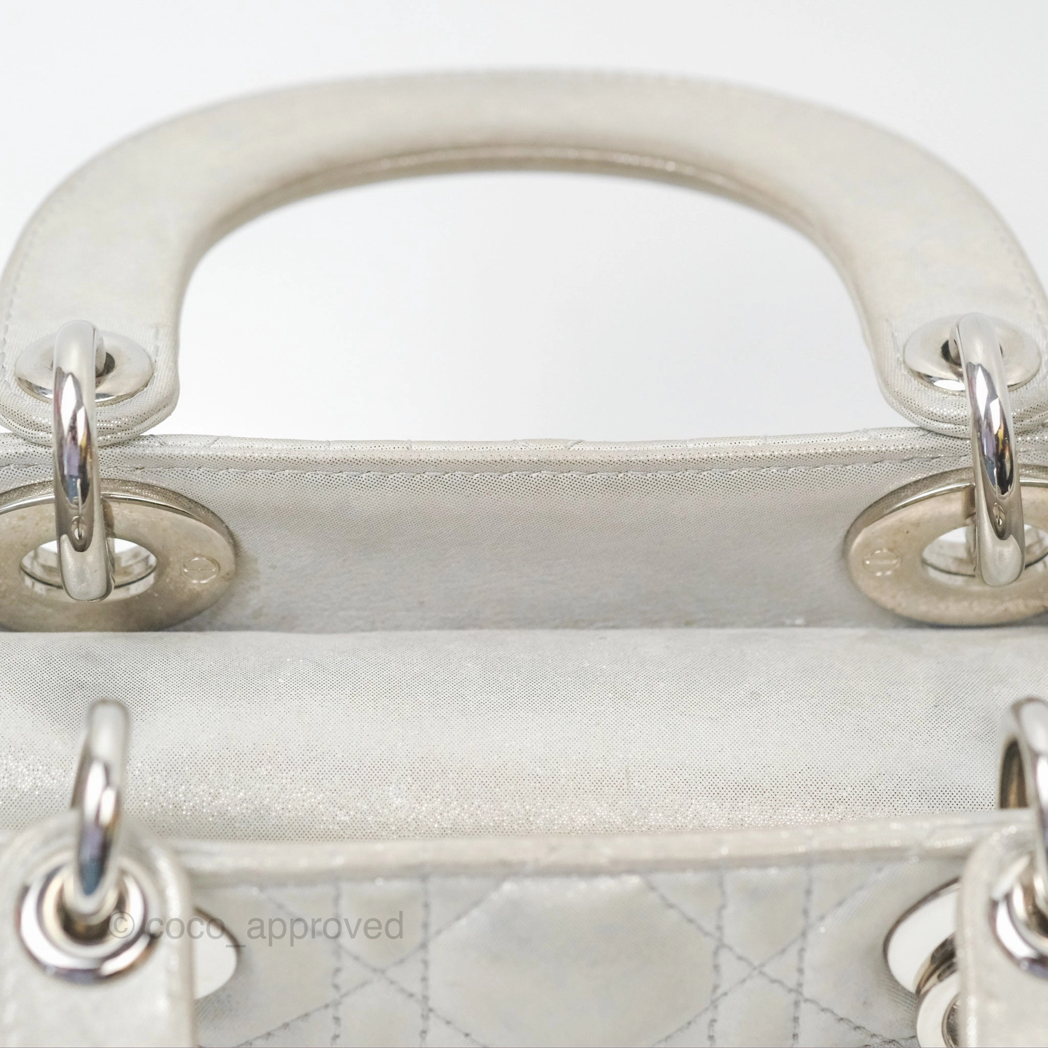 Christian Dior Mini Lady Dior Metallic Silver Nubuck Silver Hardware
