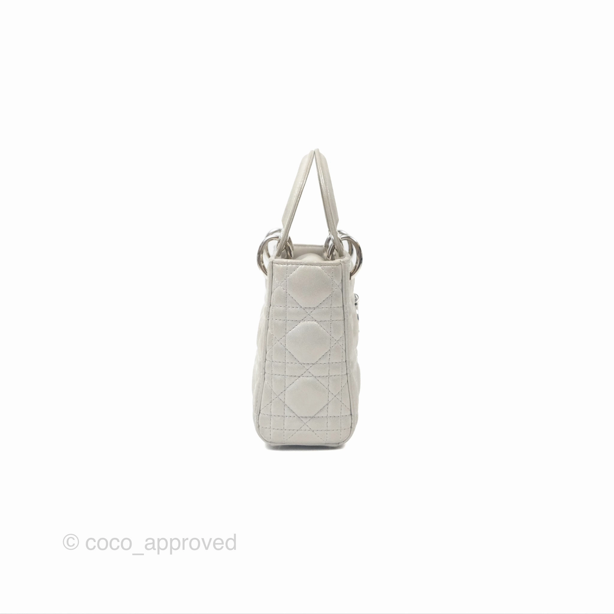 Christian Dior Mini Lady Dior Metallic Silver Nubuck Silver Hardware