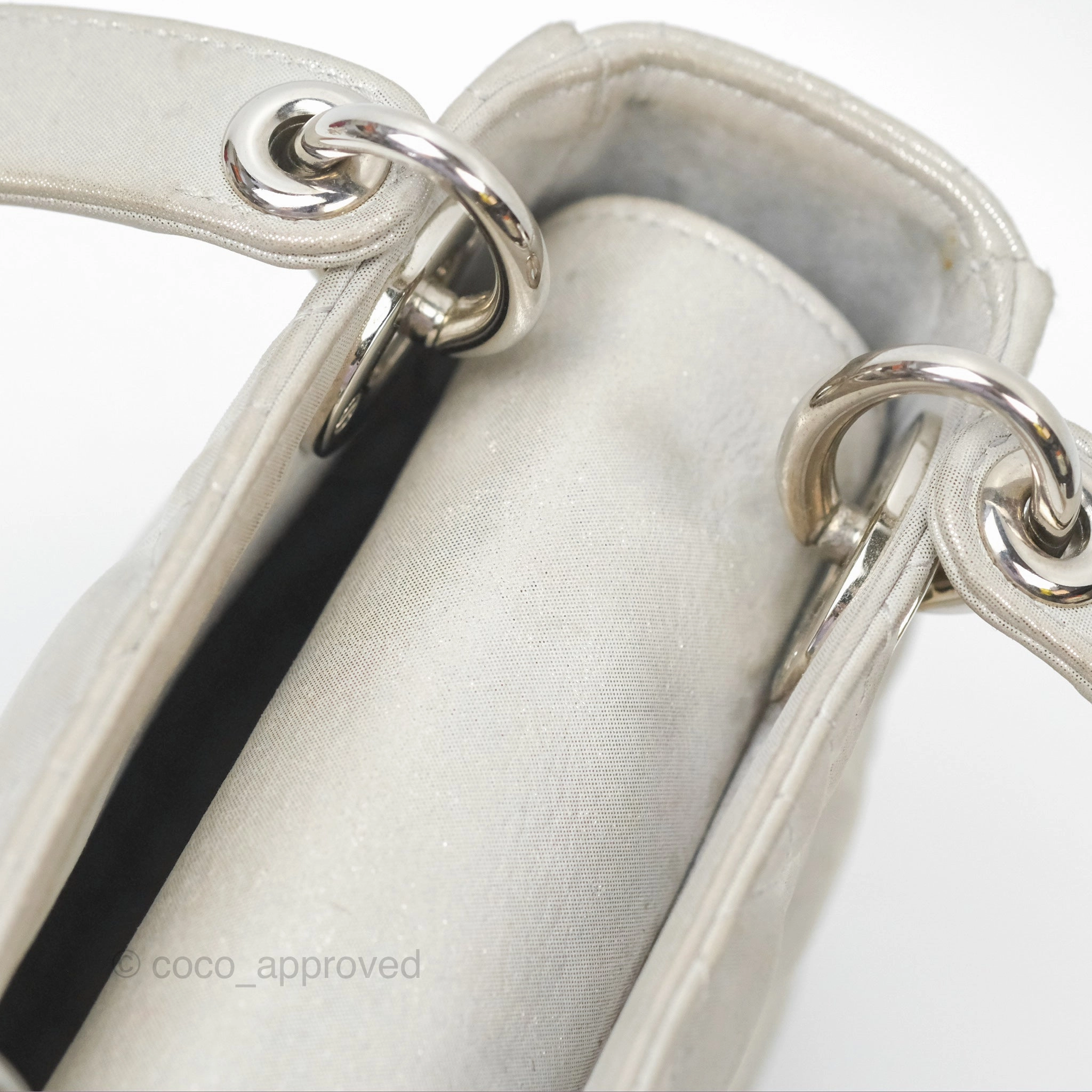 Christian Dior Mini Lady Dior Metallic Silver Nubuck Silver Hardware