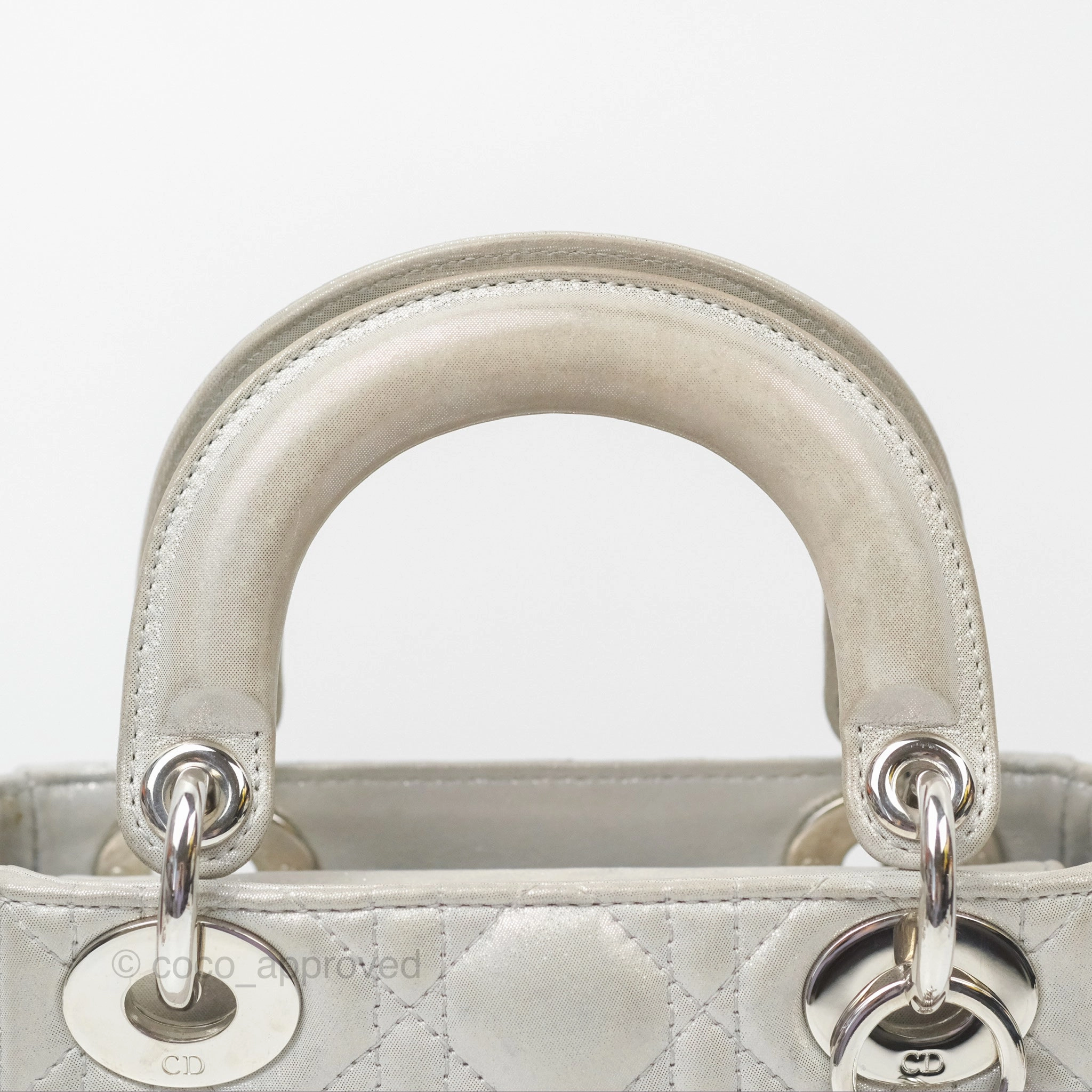 Christian Dior Mini Lady Dior Metallic Silver Nubuck Silver Hardware