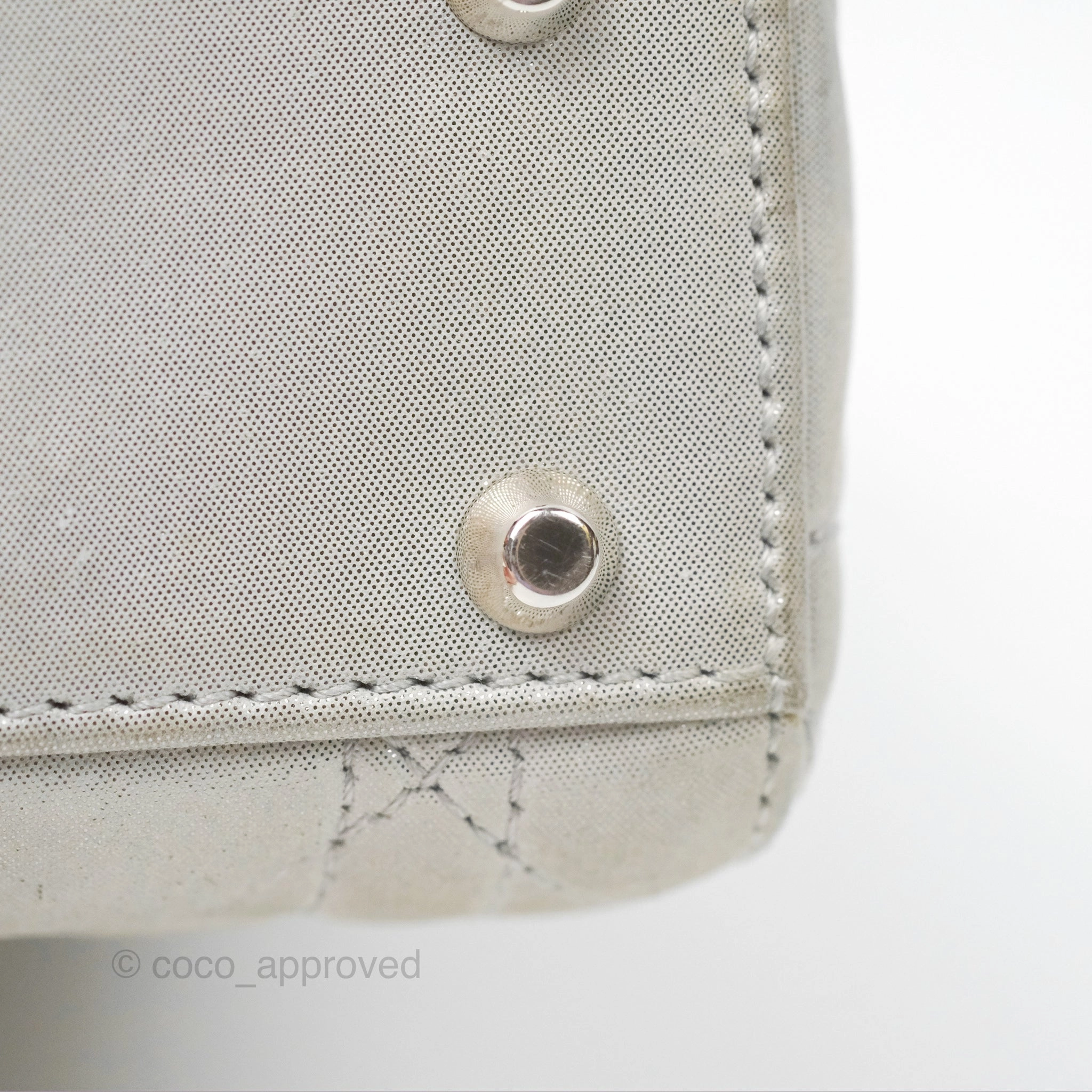 Christian Dior Mini Lady Dior Metallic Silver Nubuck Silver Hardware