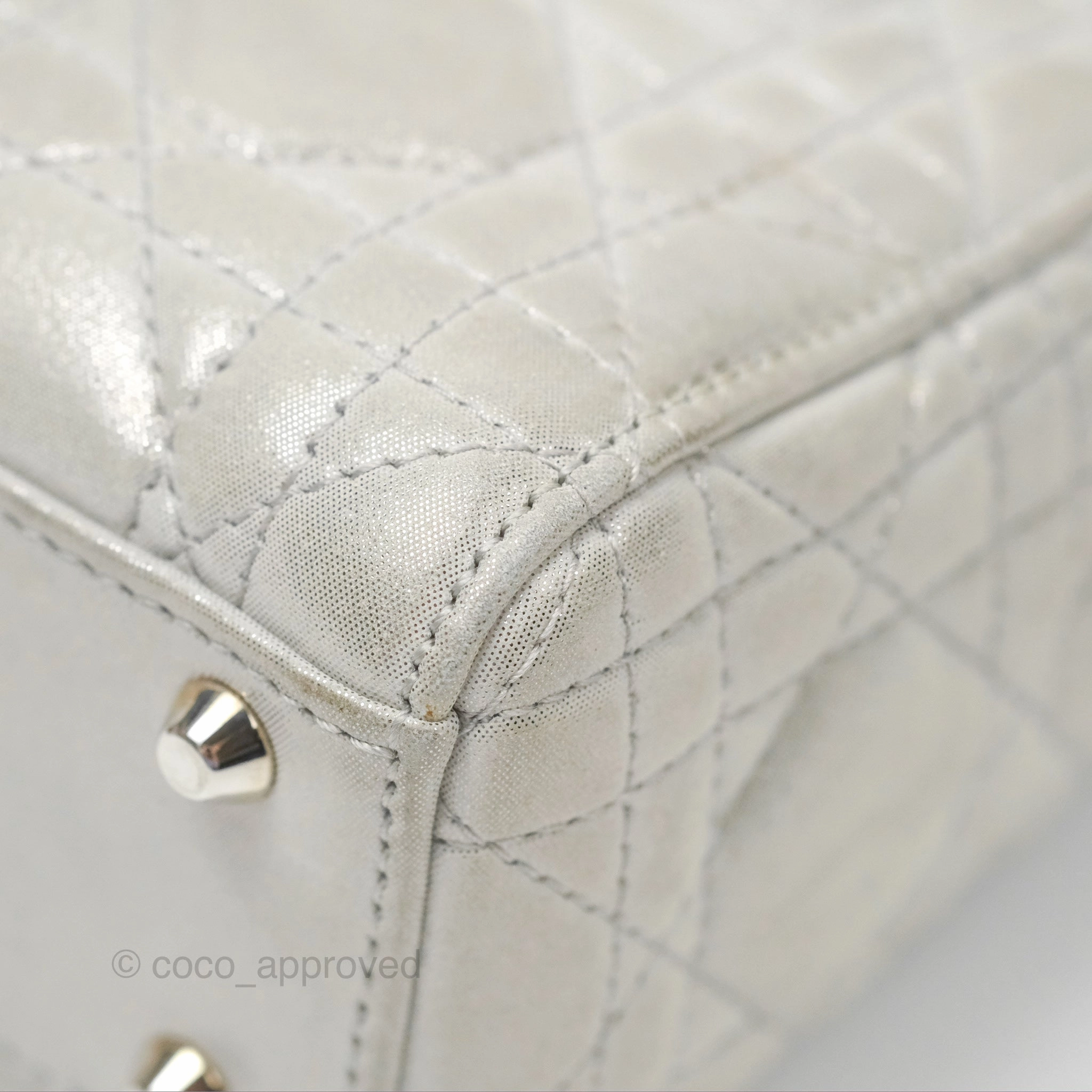 Christian Dior Mini Lady Dior Metallic Silver Nubuck Silver Hardware