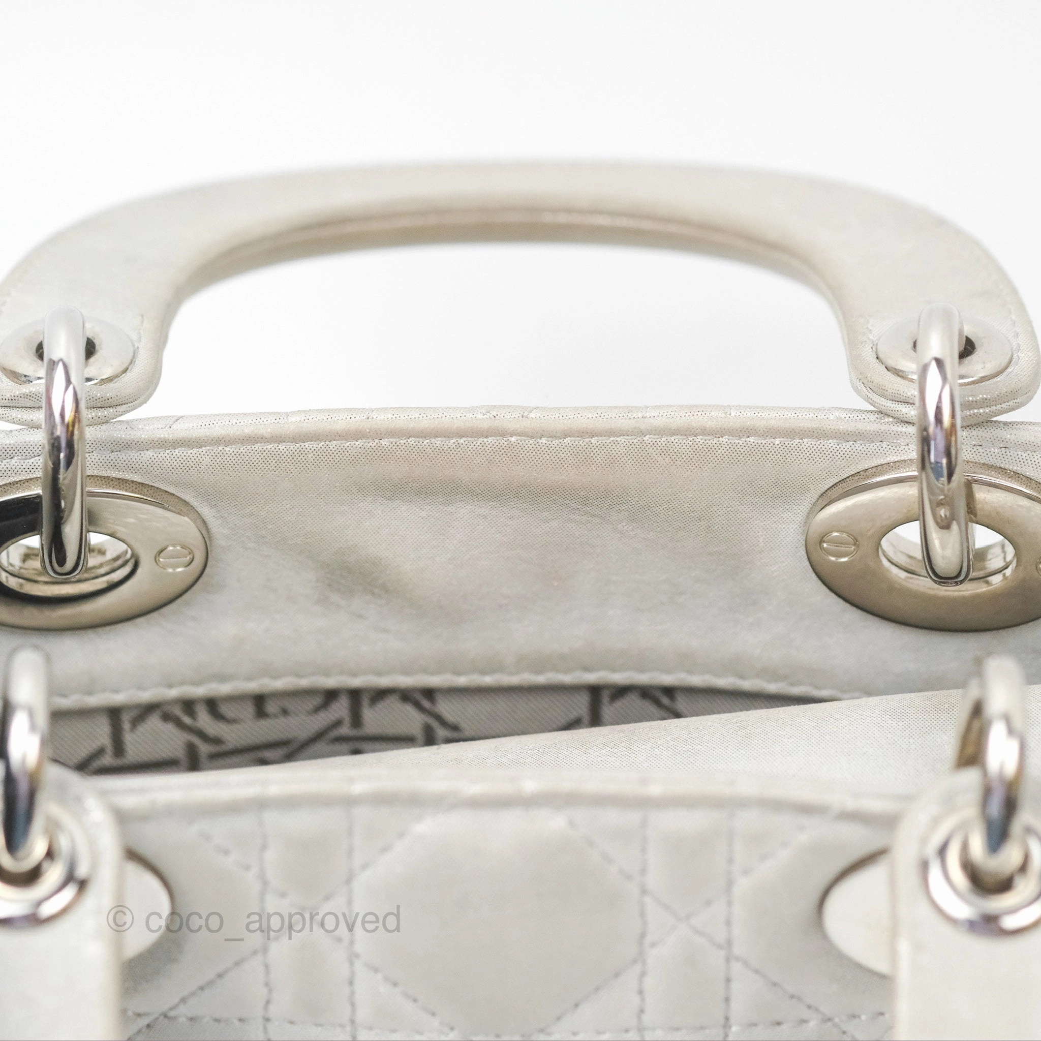 Christian Dior Mini Lady Dior Metallic Silver Nubuck Silver Hardware