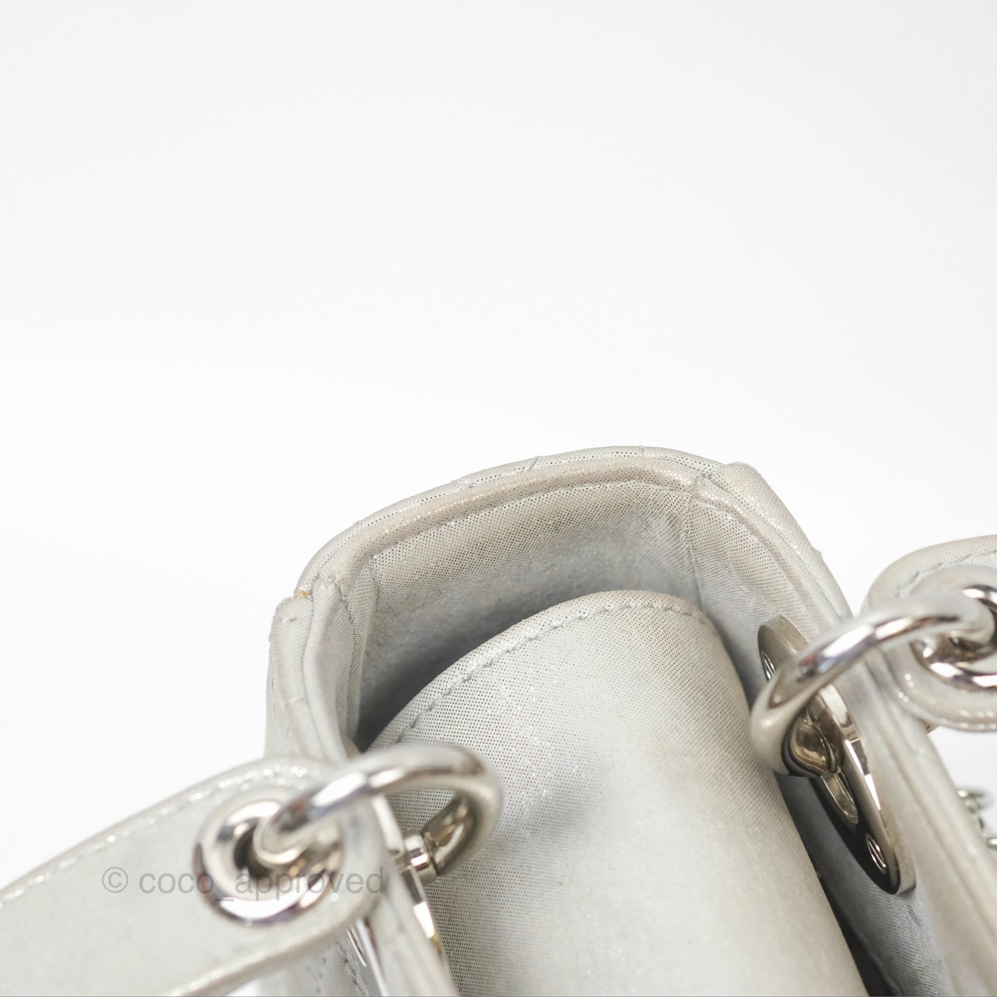 Christian Dior Mini Lady Dior Metallic Silver Nubuck Silver Hardware