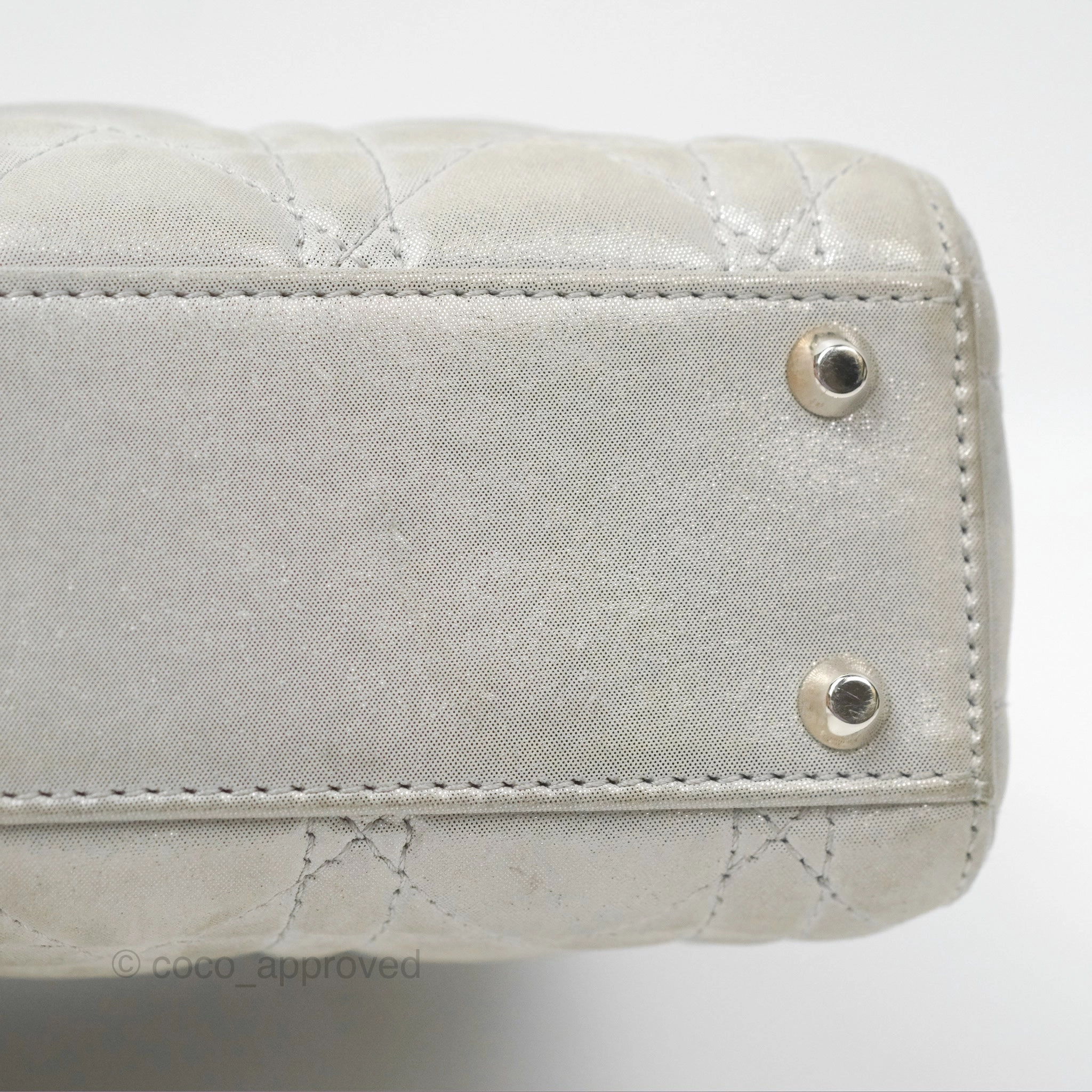 Christian Dior Mini Lady Dior Metallic Silver Nubuck Silver Hardware