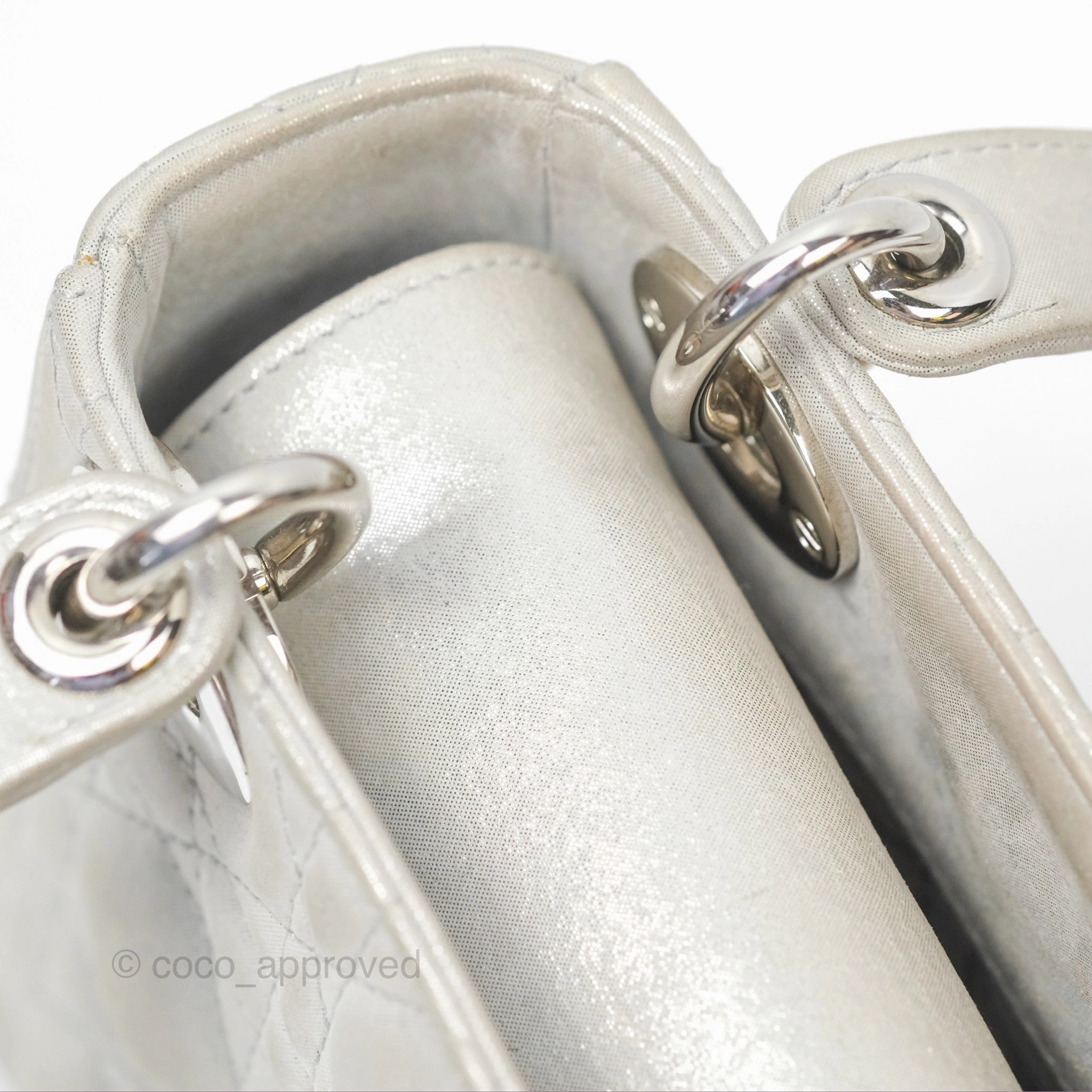 Christian Dior Mini Lady Dior Metallic Silver Nubuck Silver Hardware