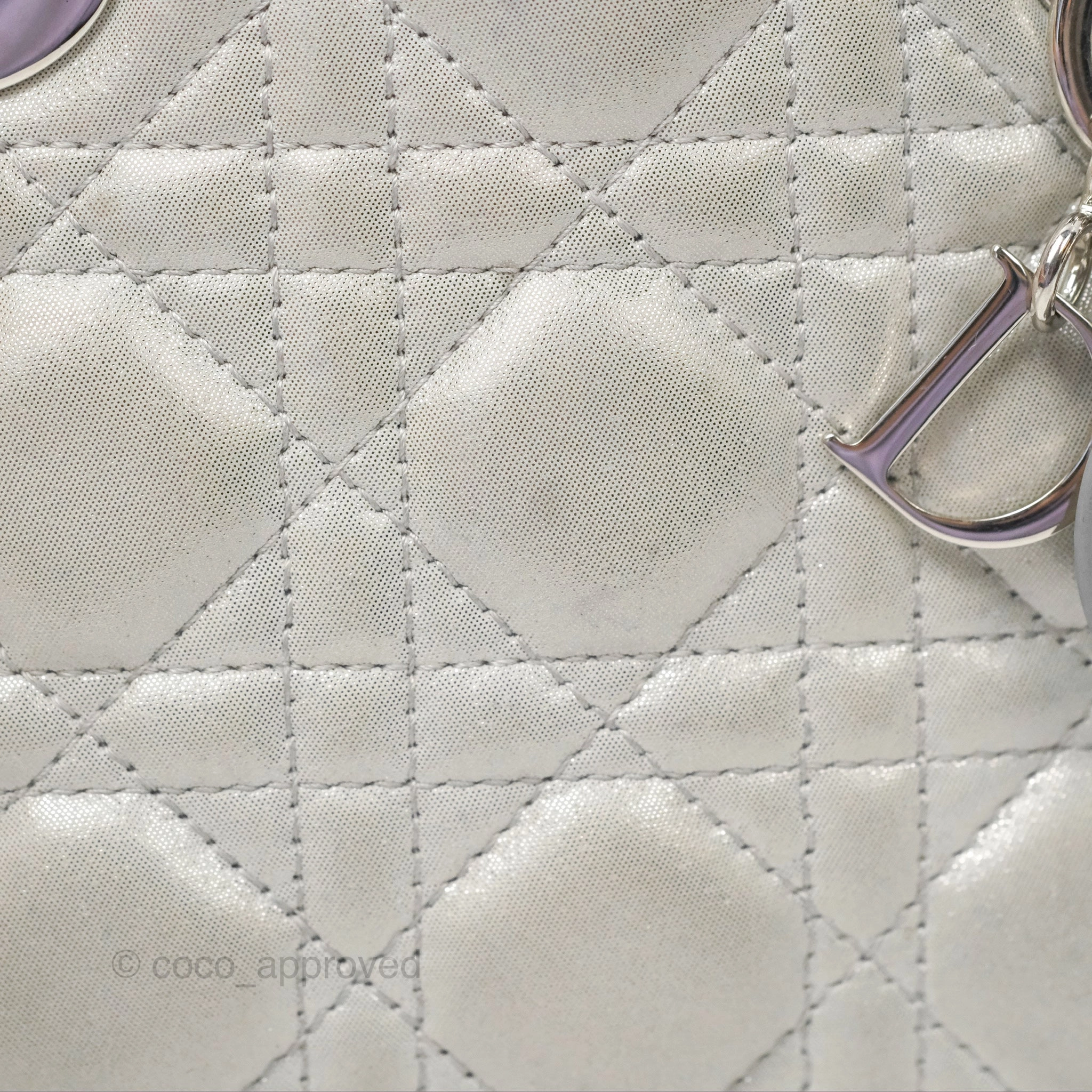 Christian Dior Mini Lady Dior Metallic Silver Nubuck Silver Hardware