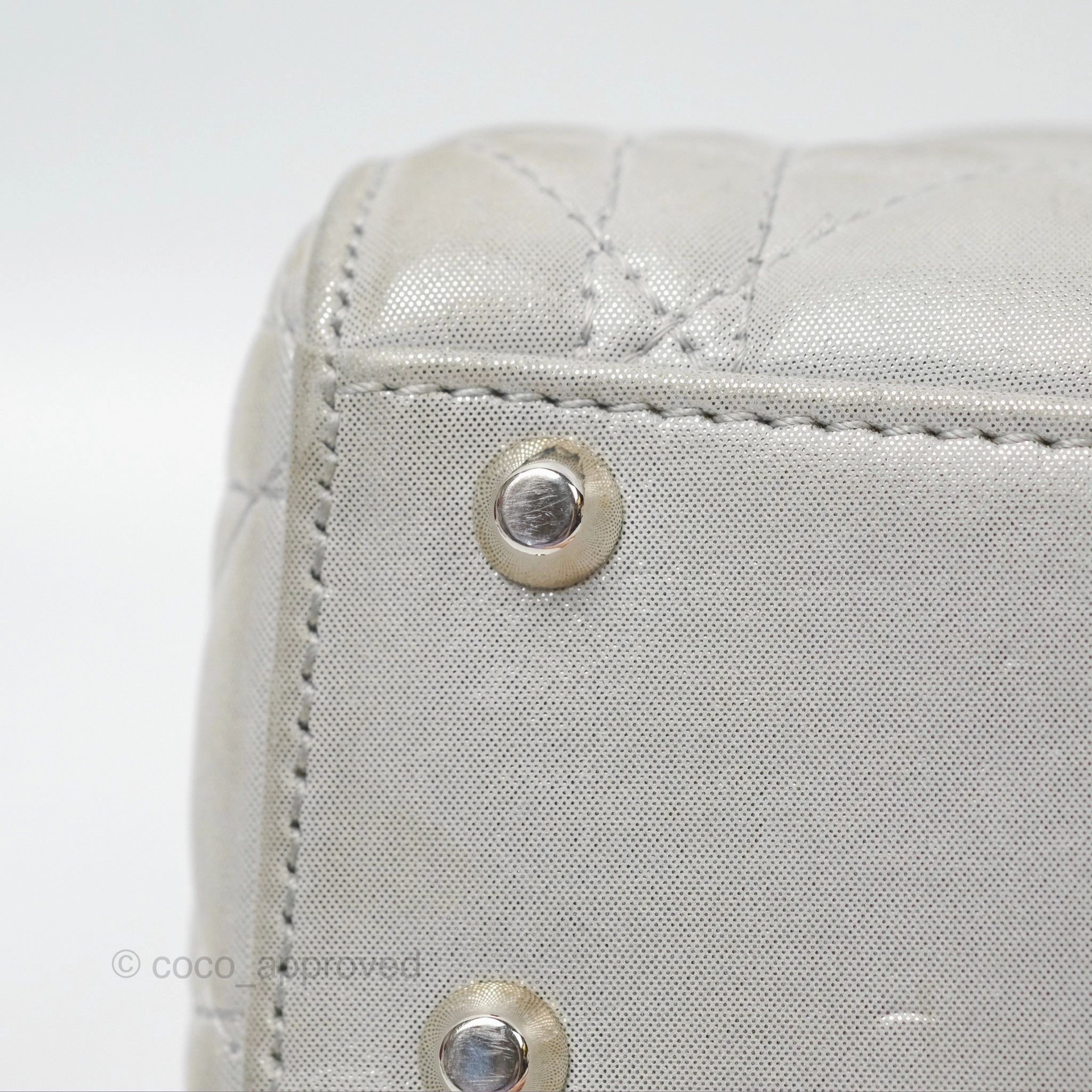 Christian Dior Mini Lady Dior Metallic Silver Nubuck Silver Hardware