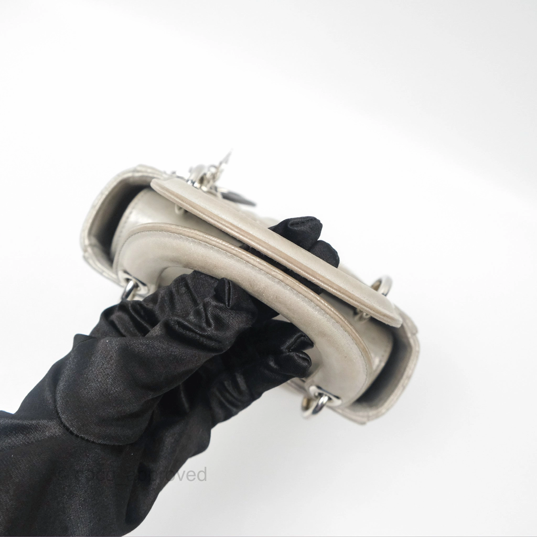 Christian Dior Mini Lady Dior Metallic Silver Nubuck Silver Hardware