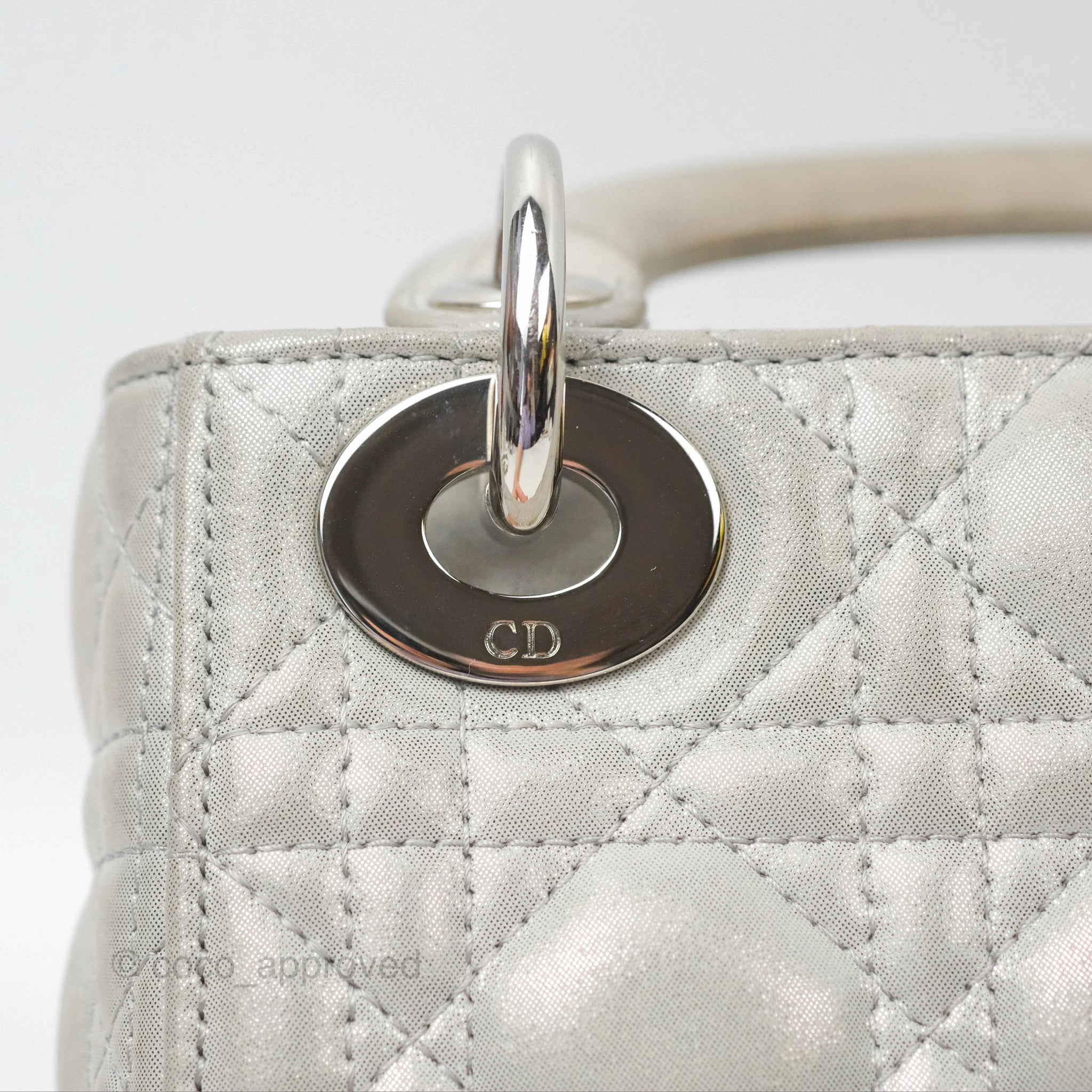 Christian Dior Mini Lady Dior Metallic Silver Nubuck Silver Hardware