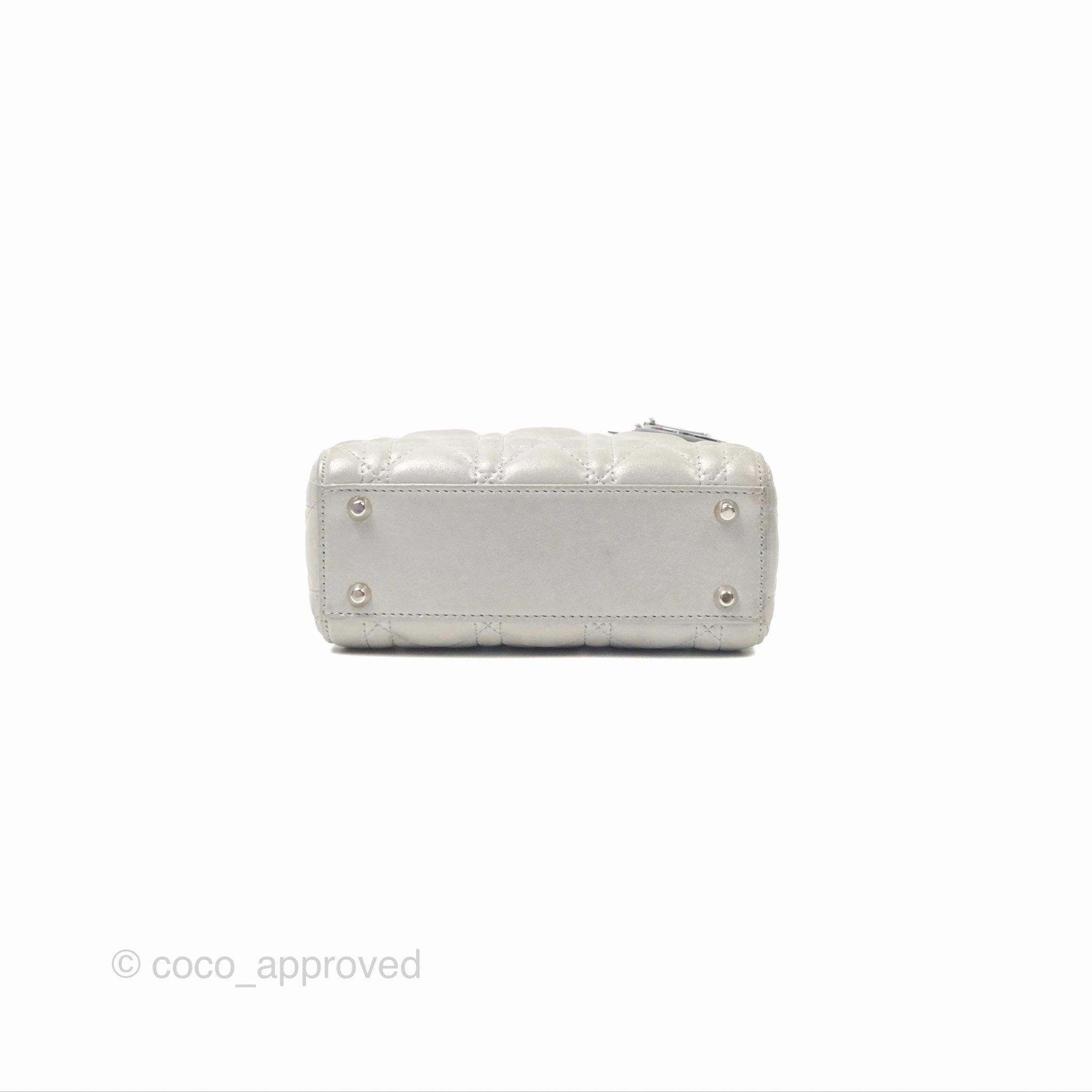 Christian Dior Mini Lady Dior Metallic Silver Nubuck Silver Hardware