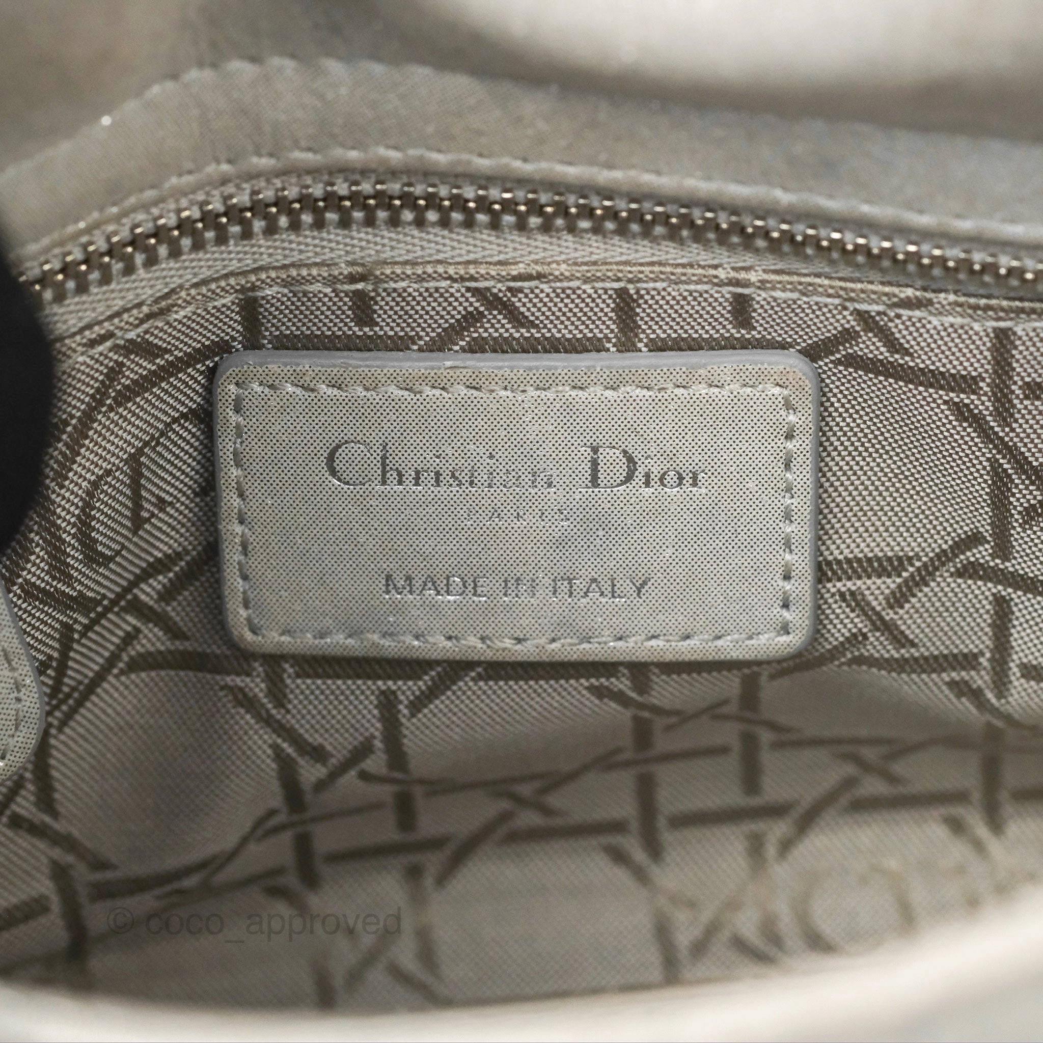Christian Dior Mini Lady Dior Metallic Silver Nubuck Silver Hardware