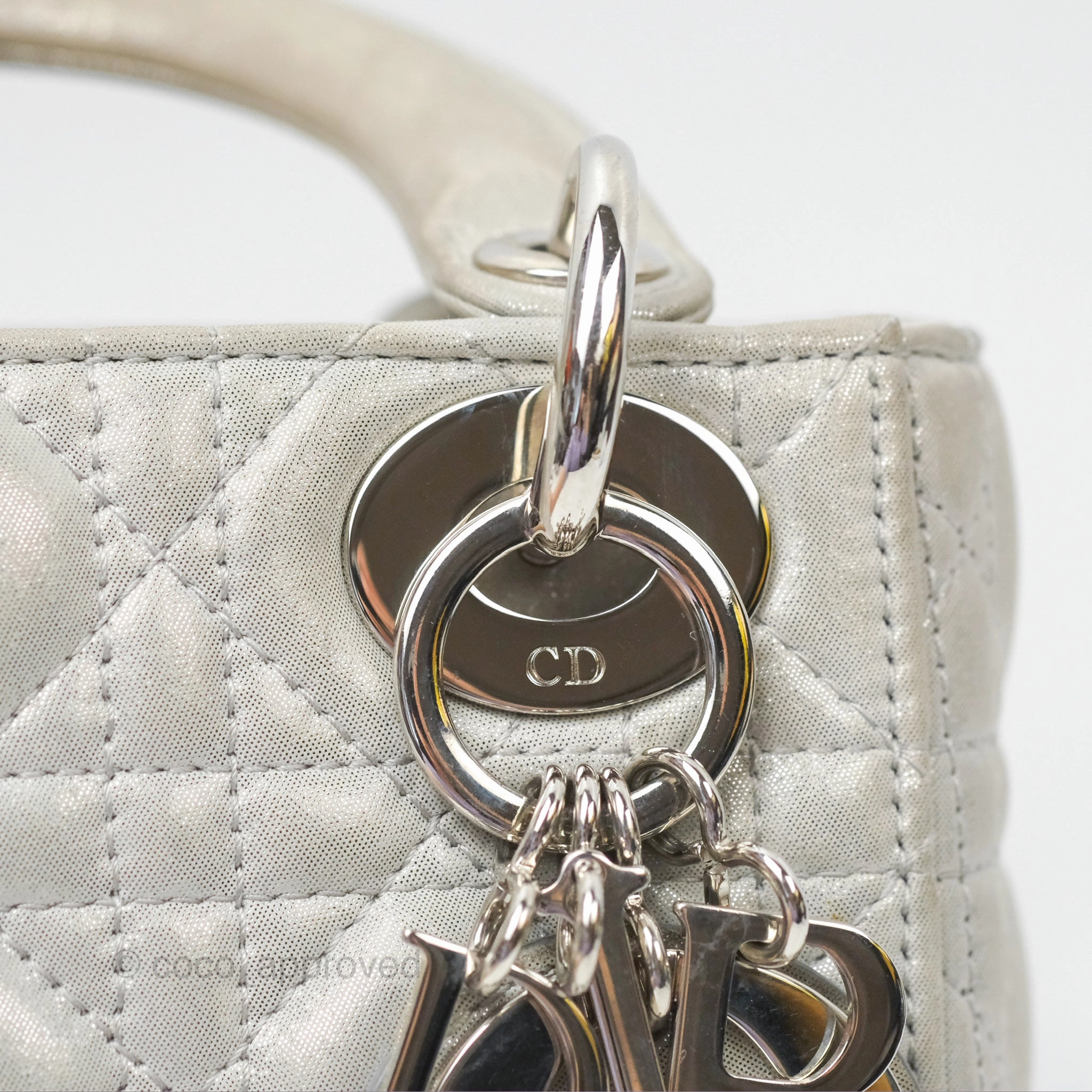 Christian Dior Mini Lady Dior Metallic Silver Nubuck Silver Hardware