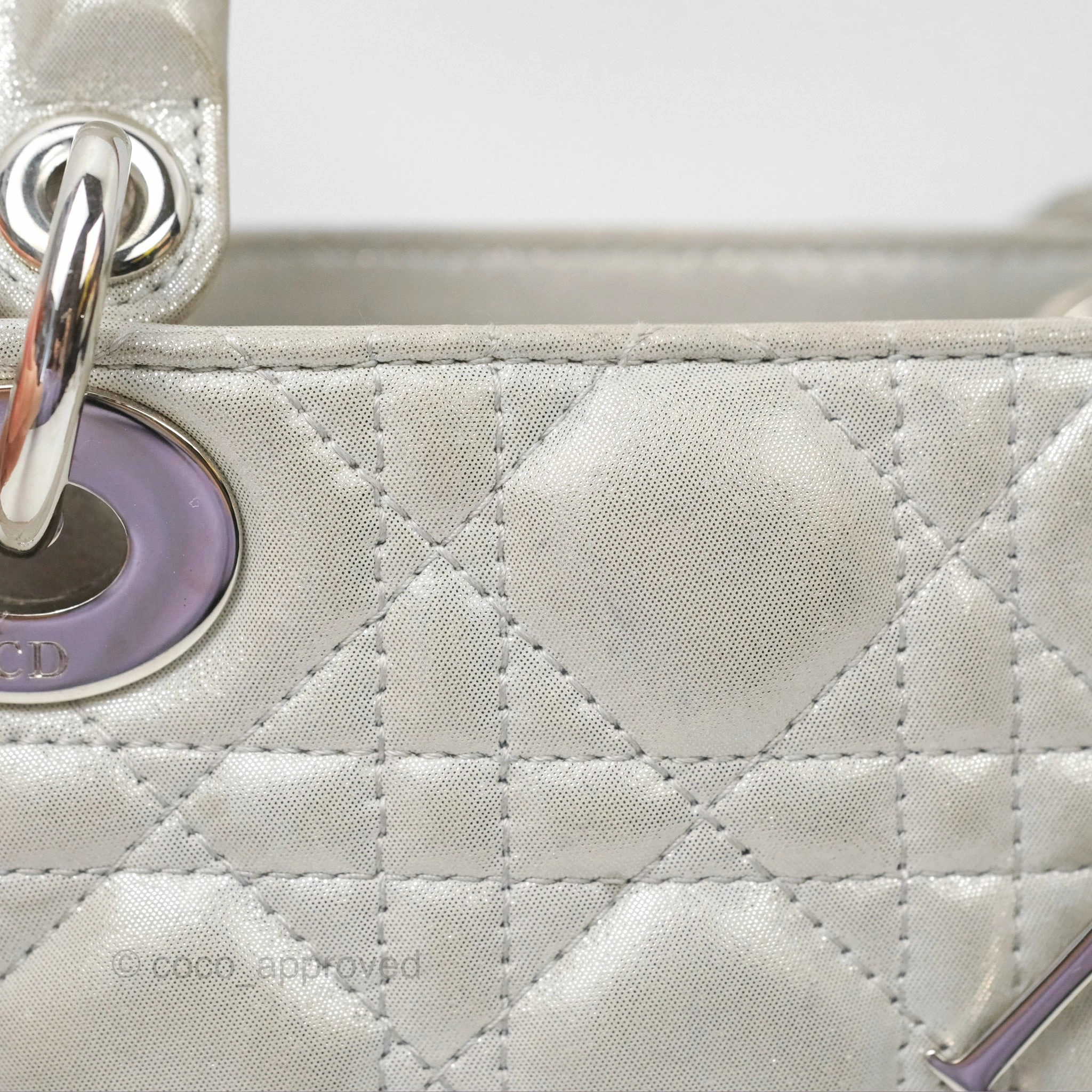 Christian Dior Mini Lady Dior Metallic Silver Nubuck Silver Hardware