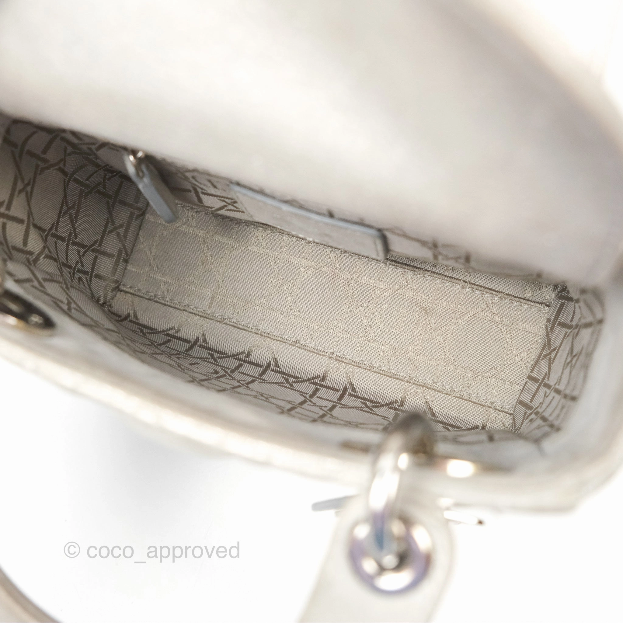 Christian Dior Mini Lady Dior Metallic Silver Nubuck Silver Hardware