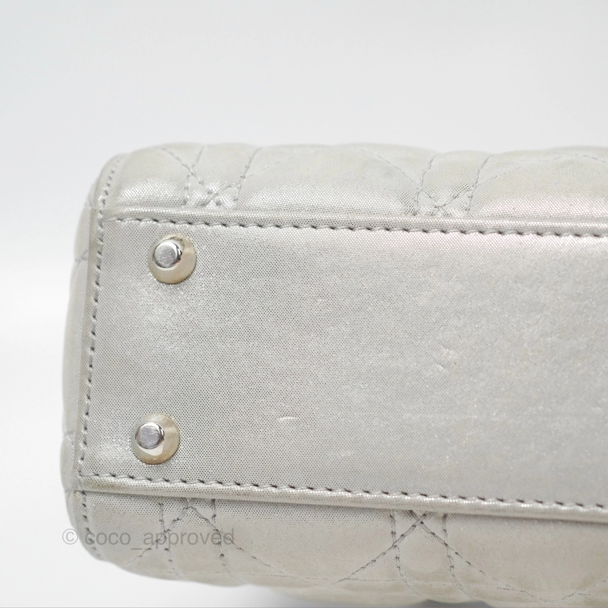Christian Dior Mini Lady Dior Metallic Silver Nubuck Silver Hardware