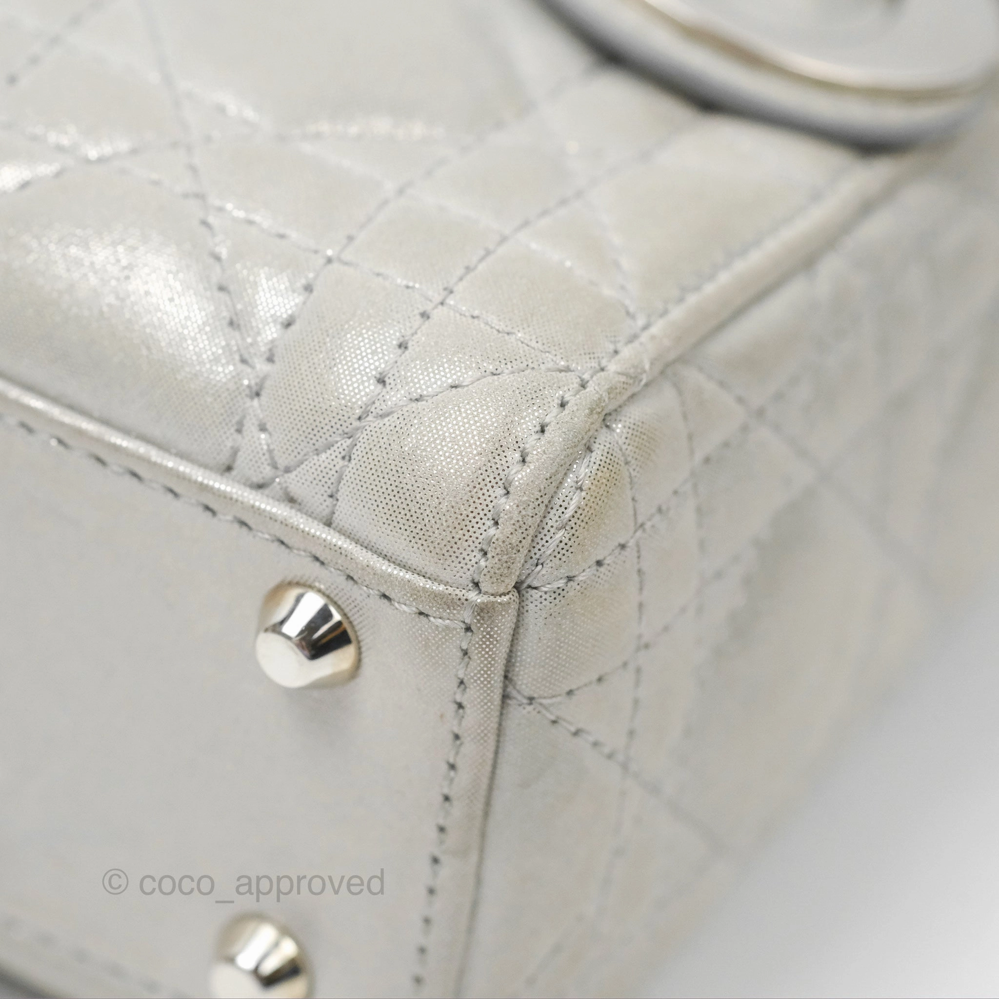 Christian Dior Mini Lady Dior Metallic Silver Nubuck Silver Hardware