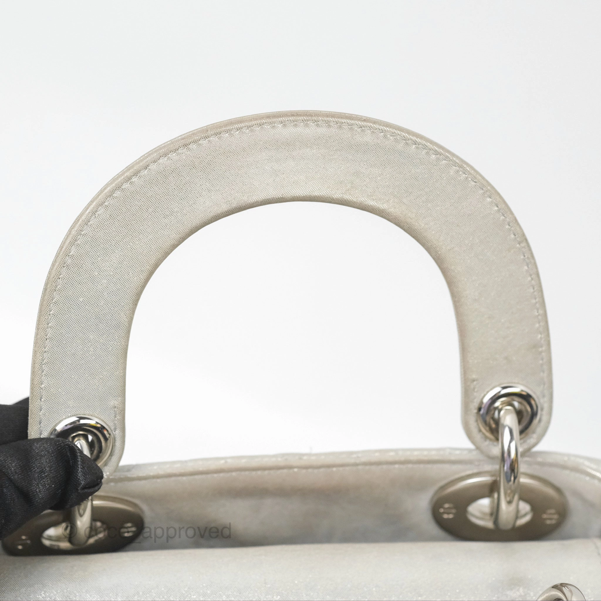 Christian Dior Mini Lady Dior Metallic Silver Nubuck Silver Hardware