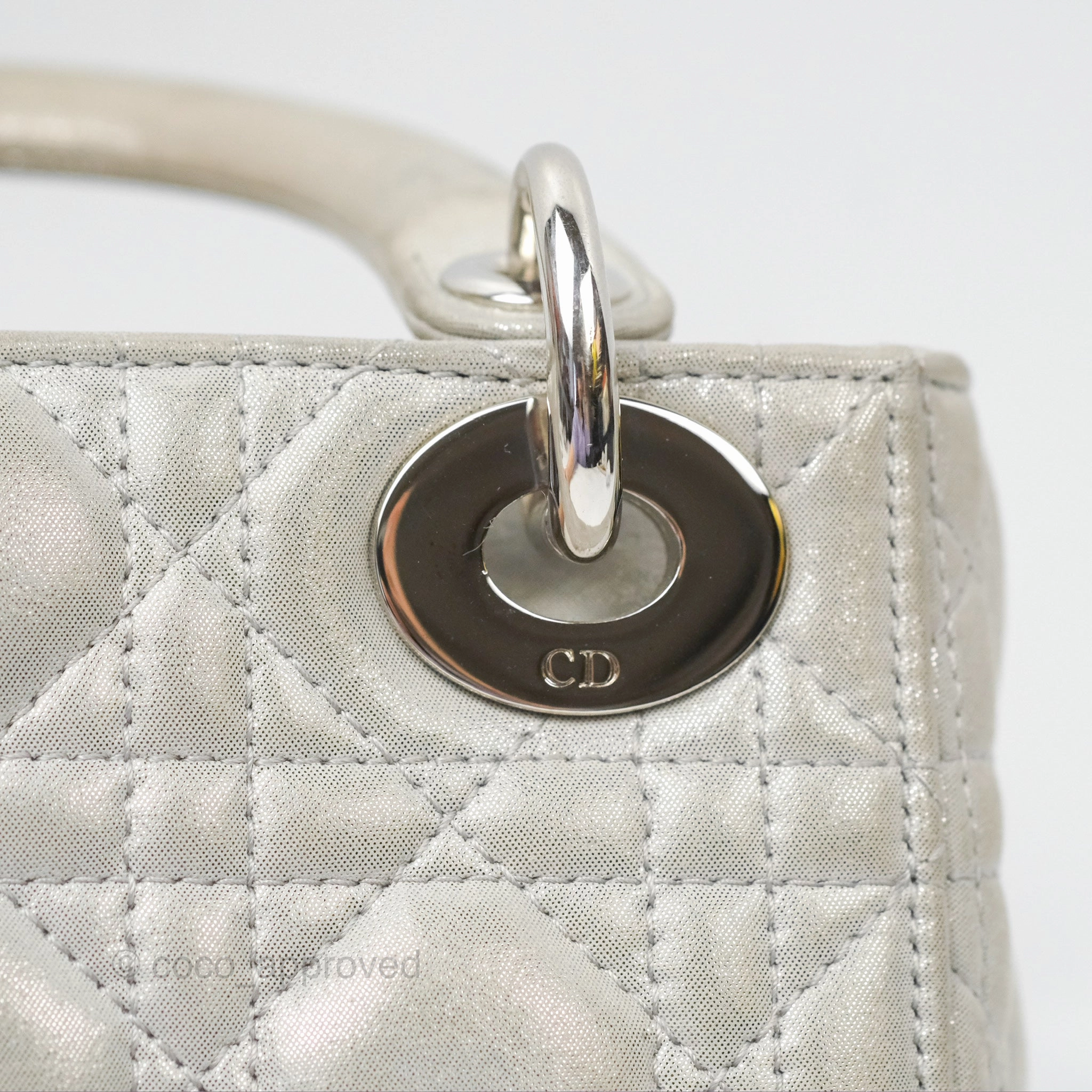 Christian Dior Mini Lady Dior Metallic Silver Nubuck Silver Hardware