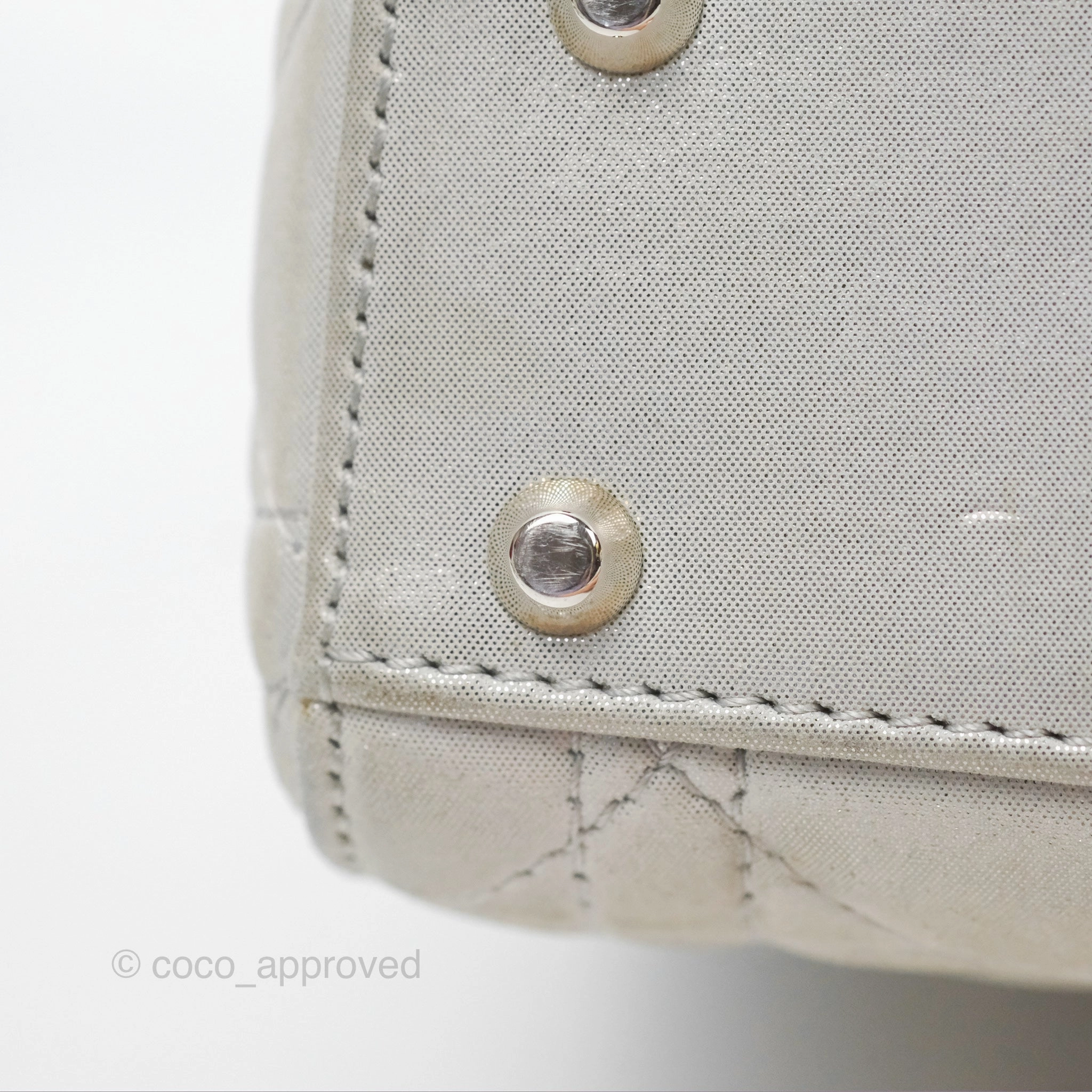 Christian Dior Mini Lady Dior Metallic Silver Nubuck Silver Hardware