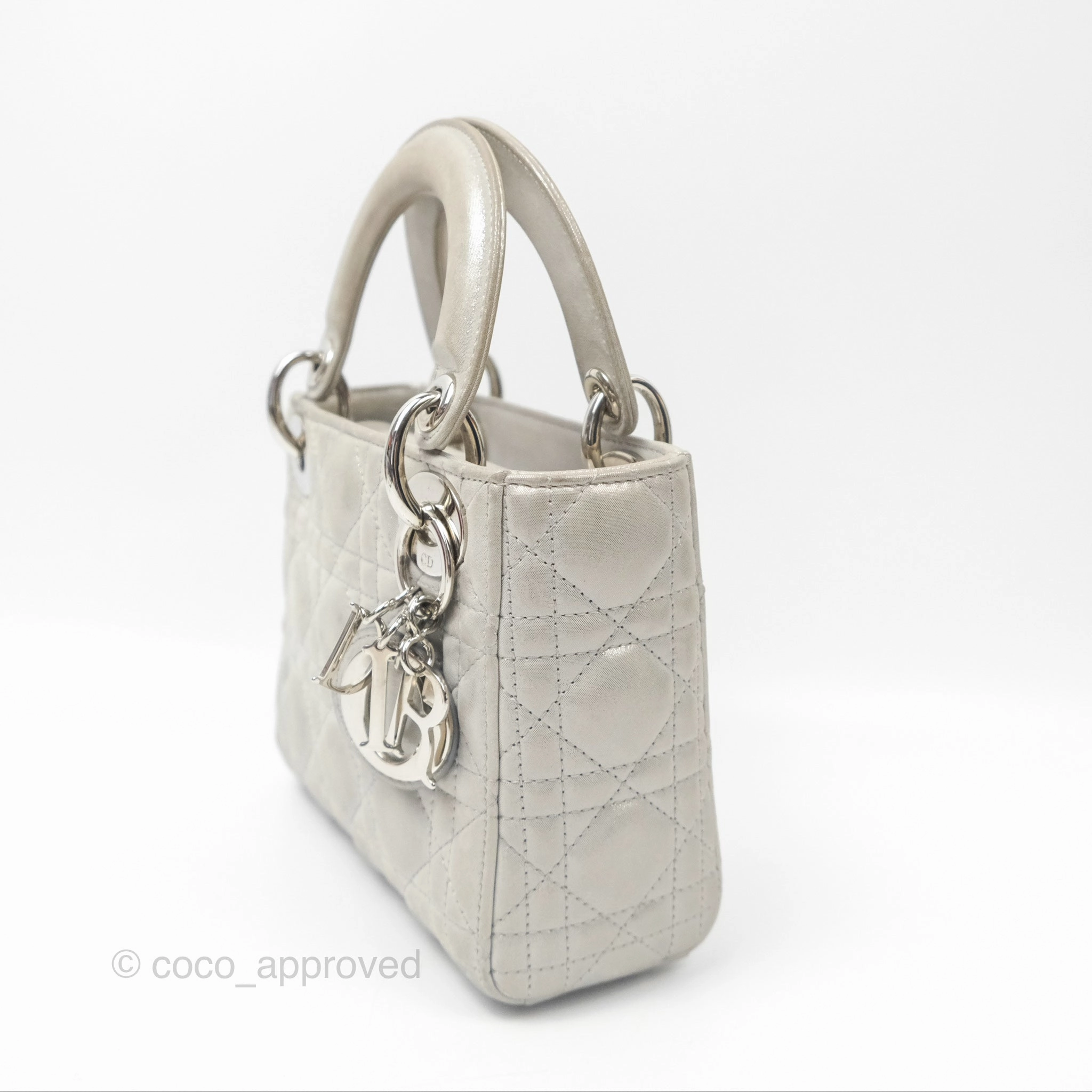 Christian Dior Mini Lady Dior Metallic Silver Nubuck Silver Hardware