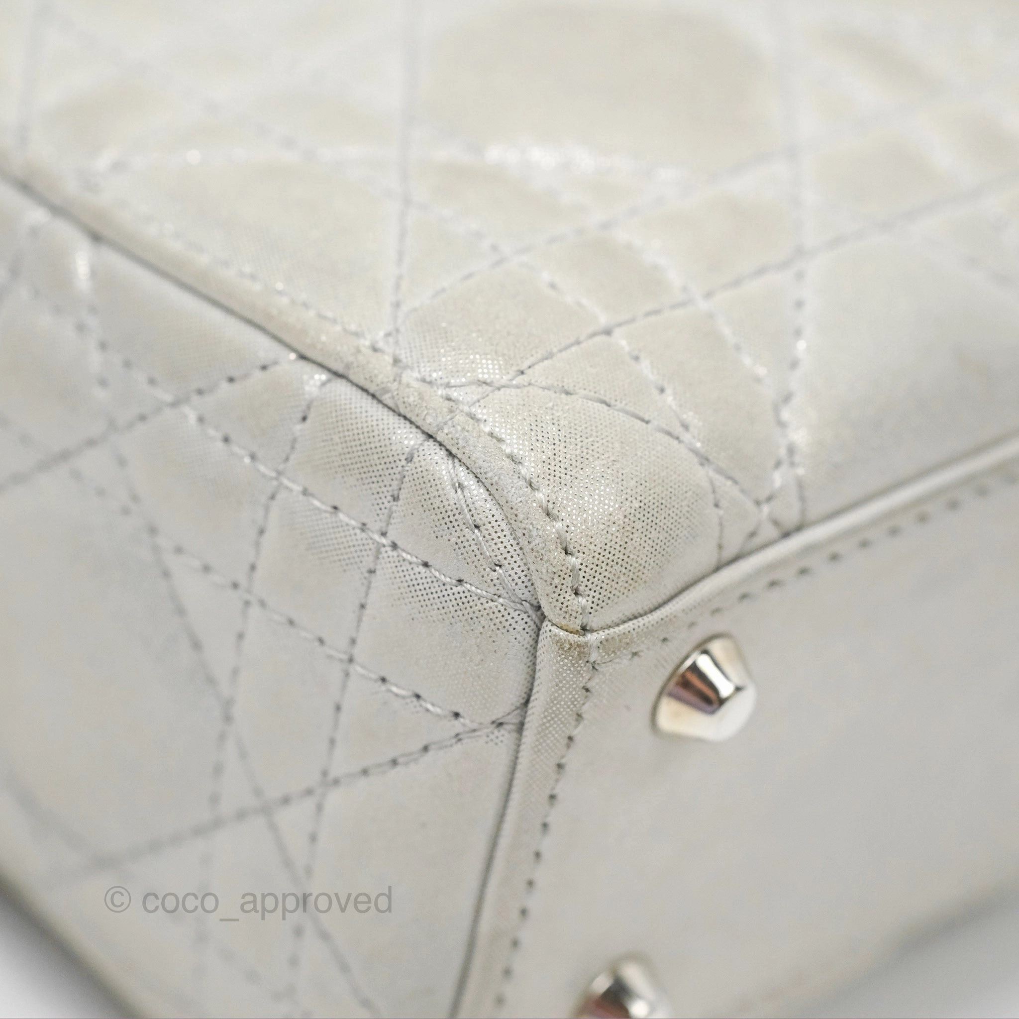 Christian Dior Mini Lady Dior Metallic Silver Nubuck Silver Hardware