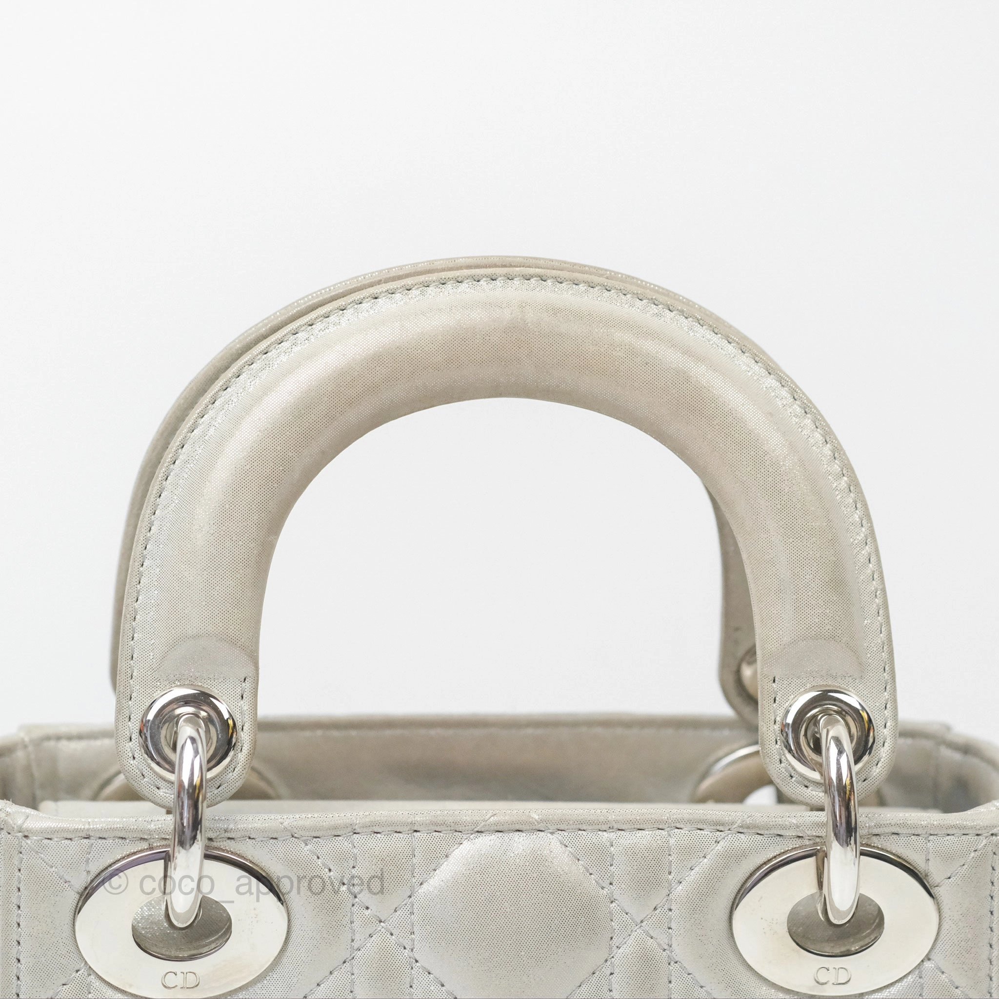 Christian Dior Mini Lady Dior Metallic Silver Nubuck Silver Hardware