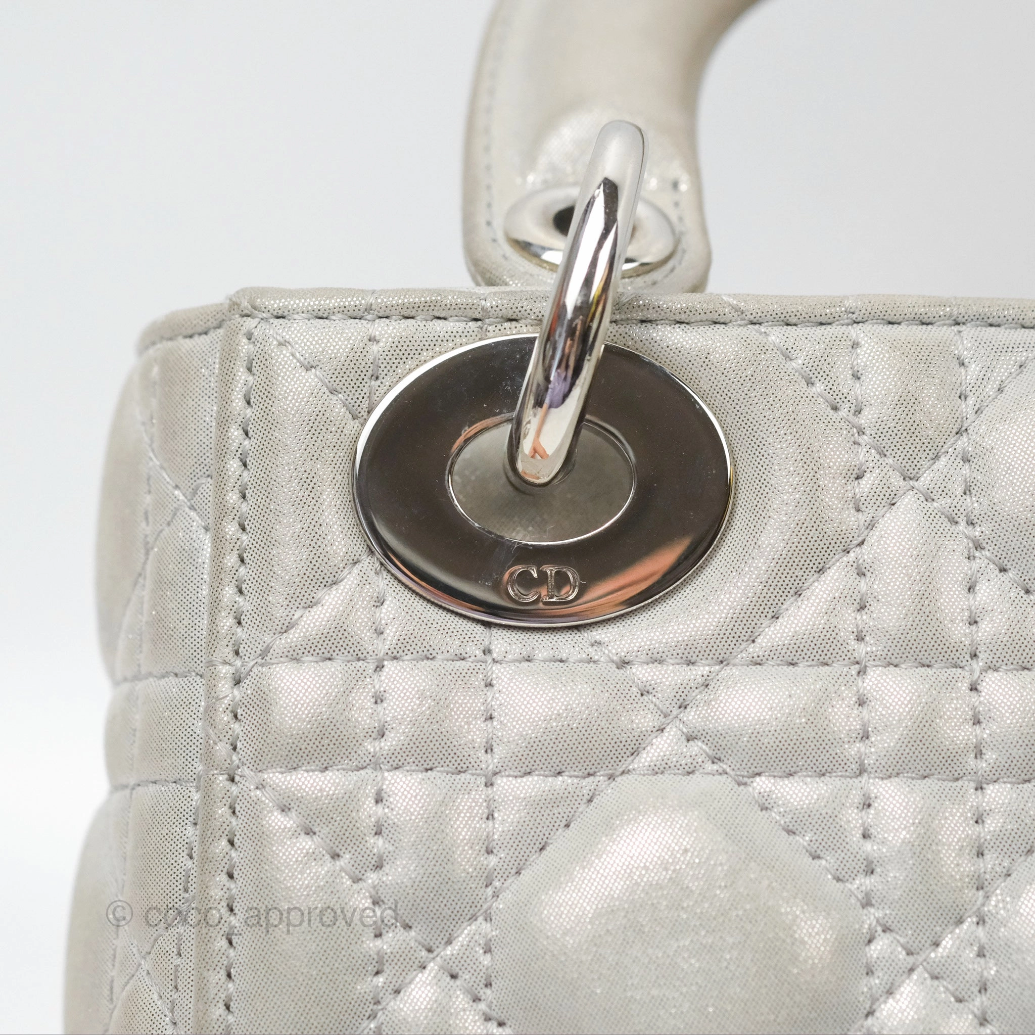 Christian Dior Mini Lady Dior Metallic Silver Nubuck Silver Hardware