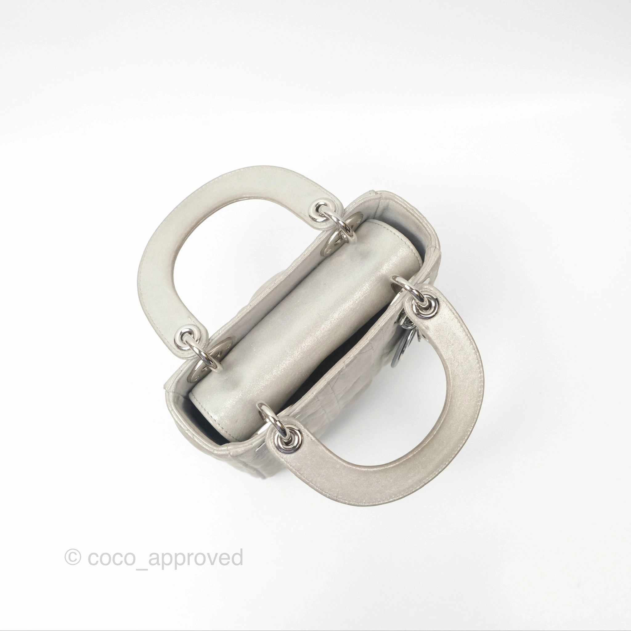 Christian Dior Mini Lady Dior Metallic Silver Nubuck Silver Hardware