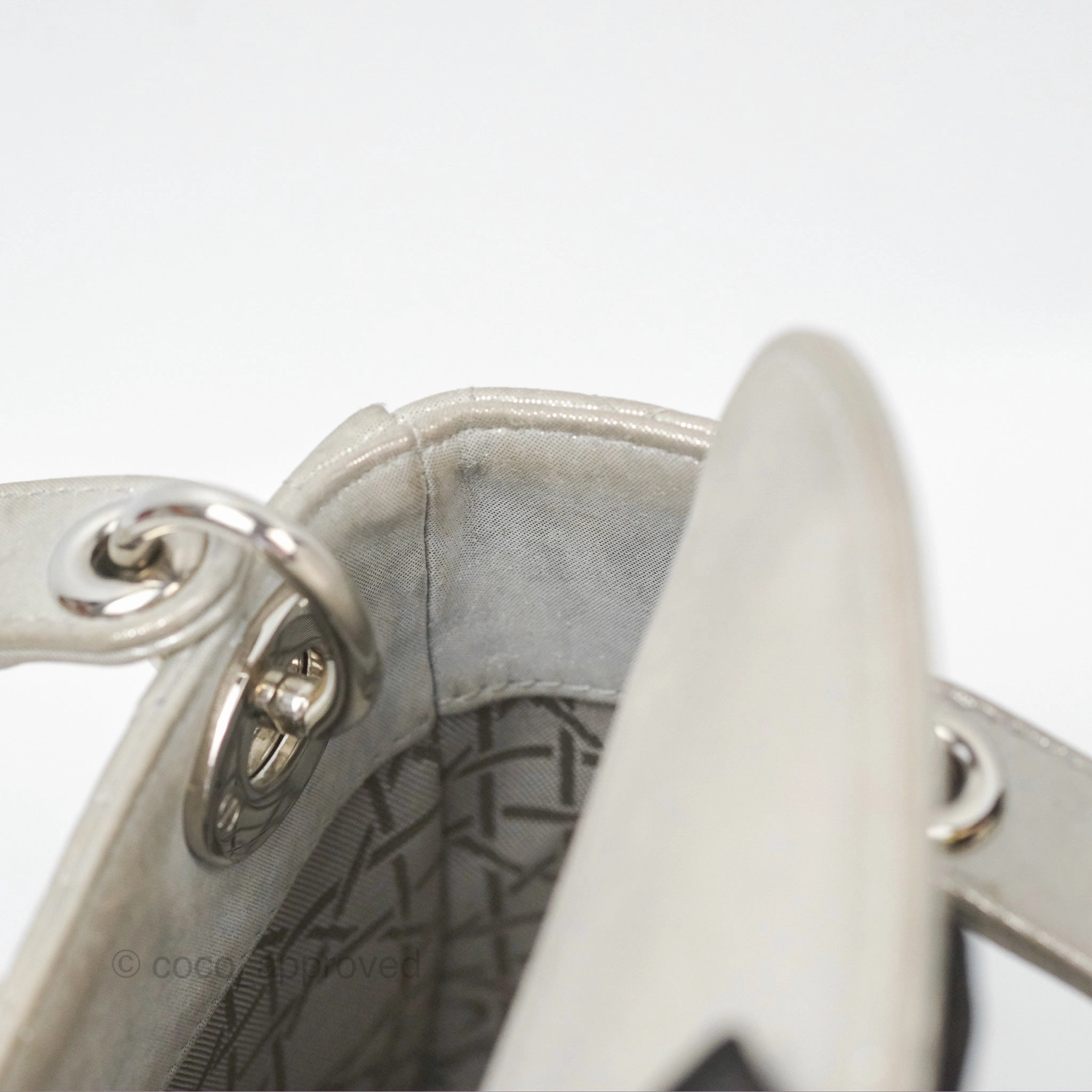 Christian Dior Mini Lady Dior Metallic Silver Nubuck Silver Hardware