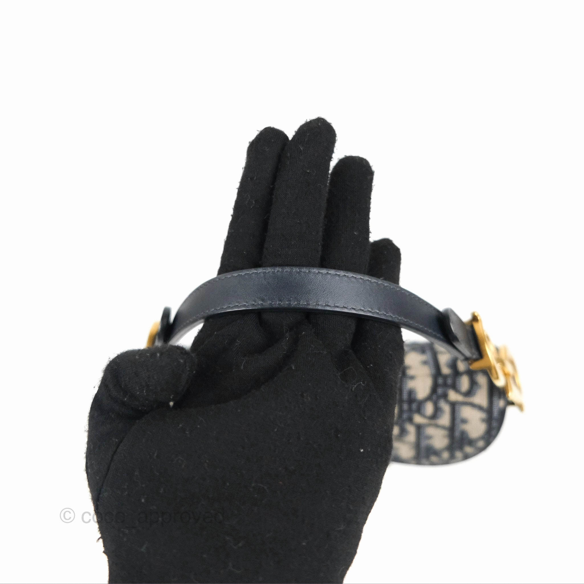 Christian Dior Mini Saddle Bag Blue Oblique Jacquard Gold Hardware