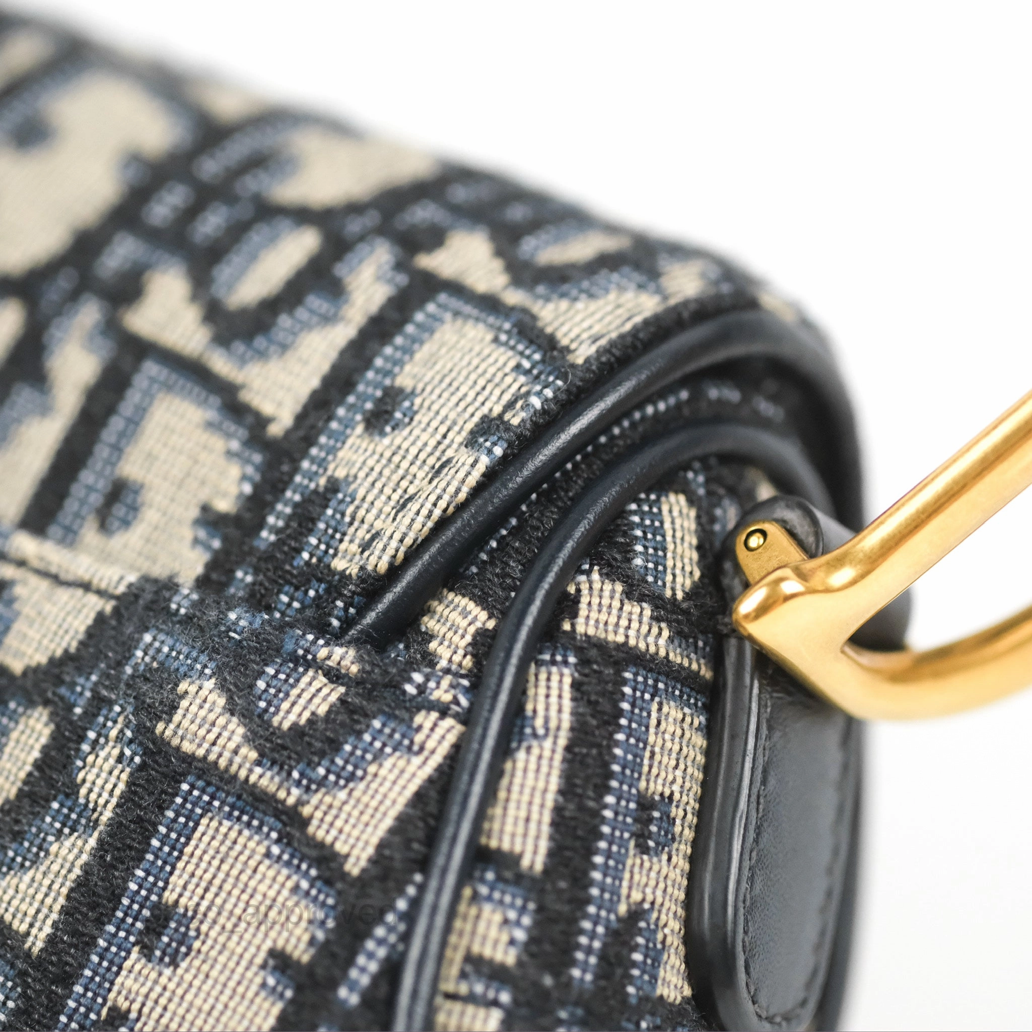 Christian Dior Mini Saddle Bag Blue Oblique Jacquard Gold Hardware
