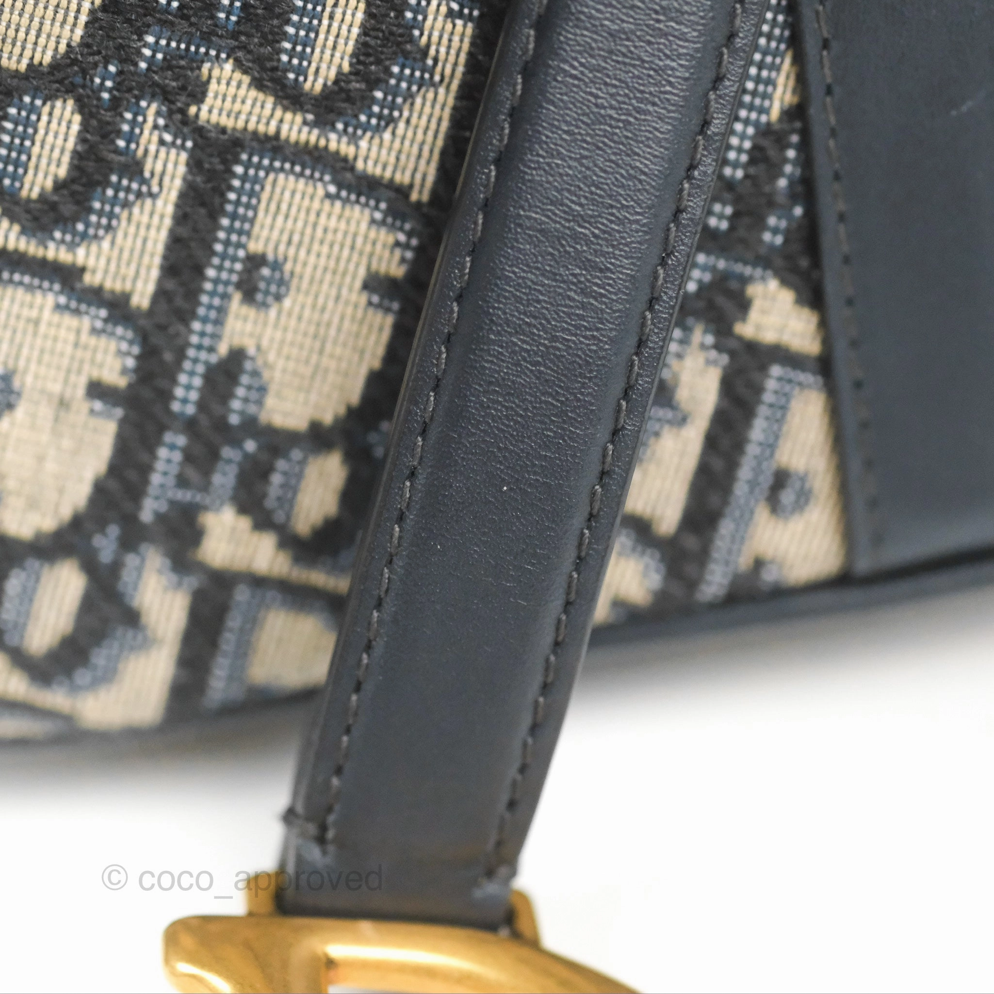 Christian Dior Mini Saddle Bag Blue Oblique Jacquard Gold Hardware