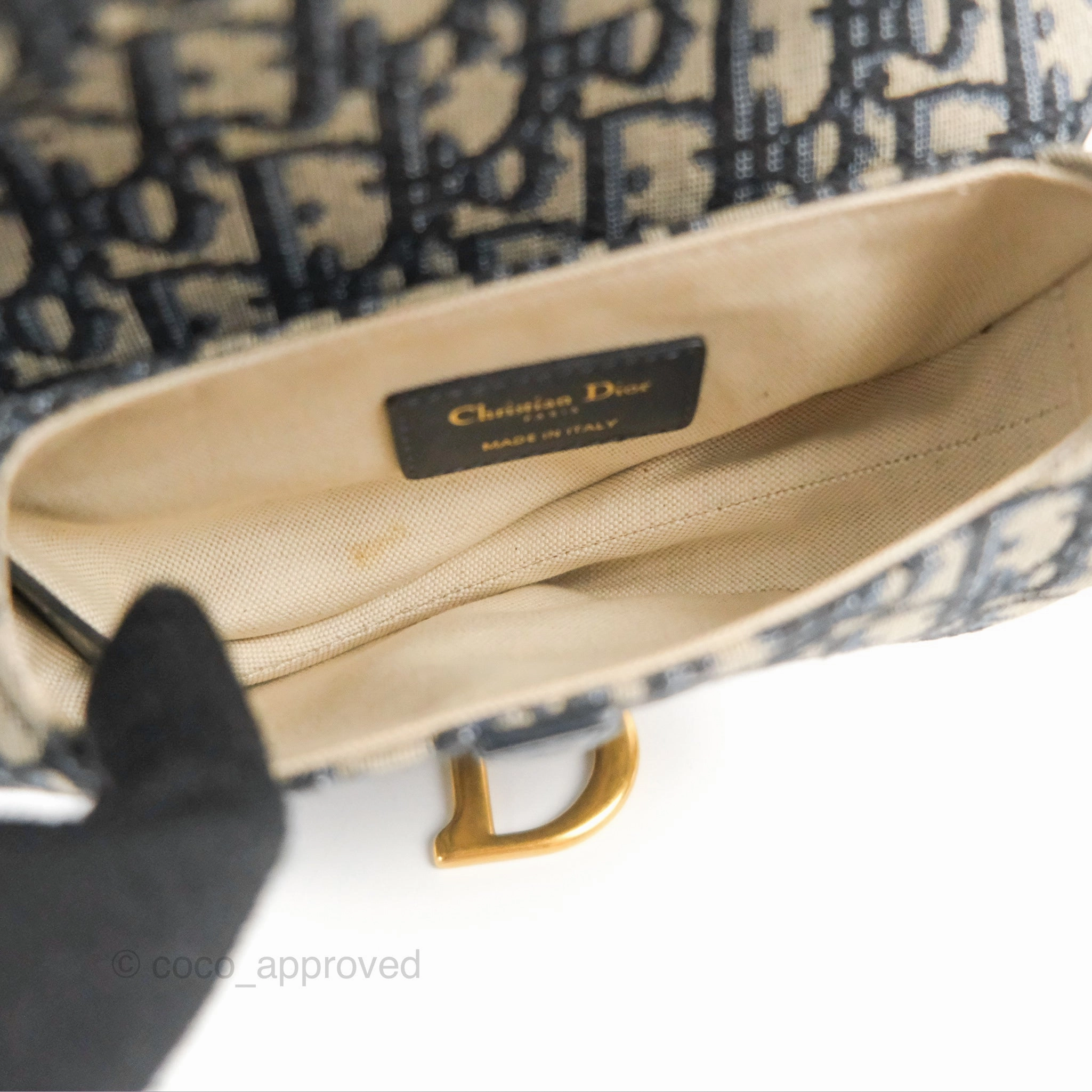 Christian Dior Mini Saddle Bag Blue Oblique Jacquard Gold Hardware