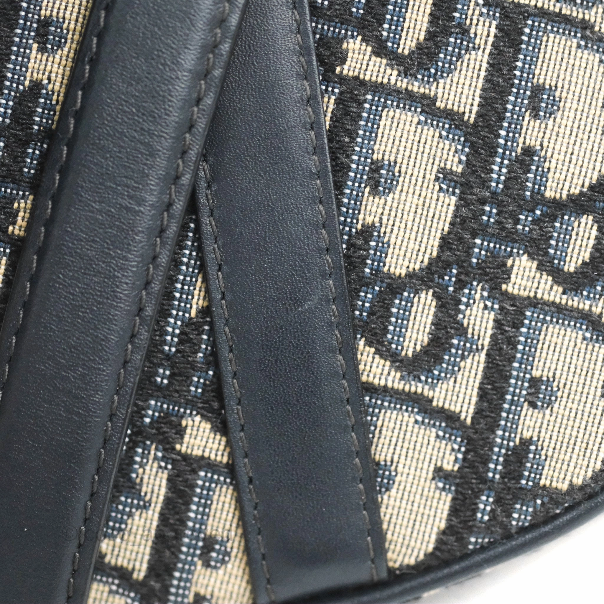 Christian Dior Mini Saddle Bag Blue Oblique Jacquard Gold Hardware