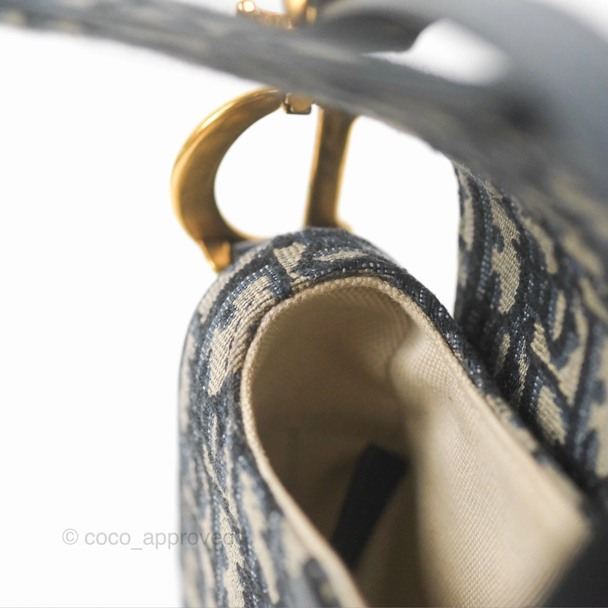 Christian Dior Mini Saddle Bag Blue Oblique Jacquard Gold Hardware
