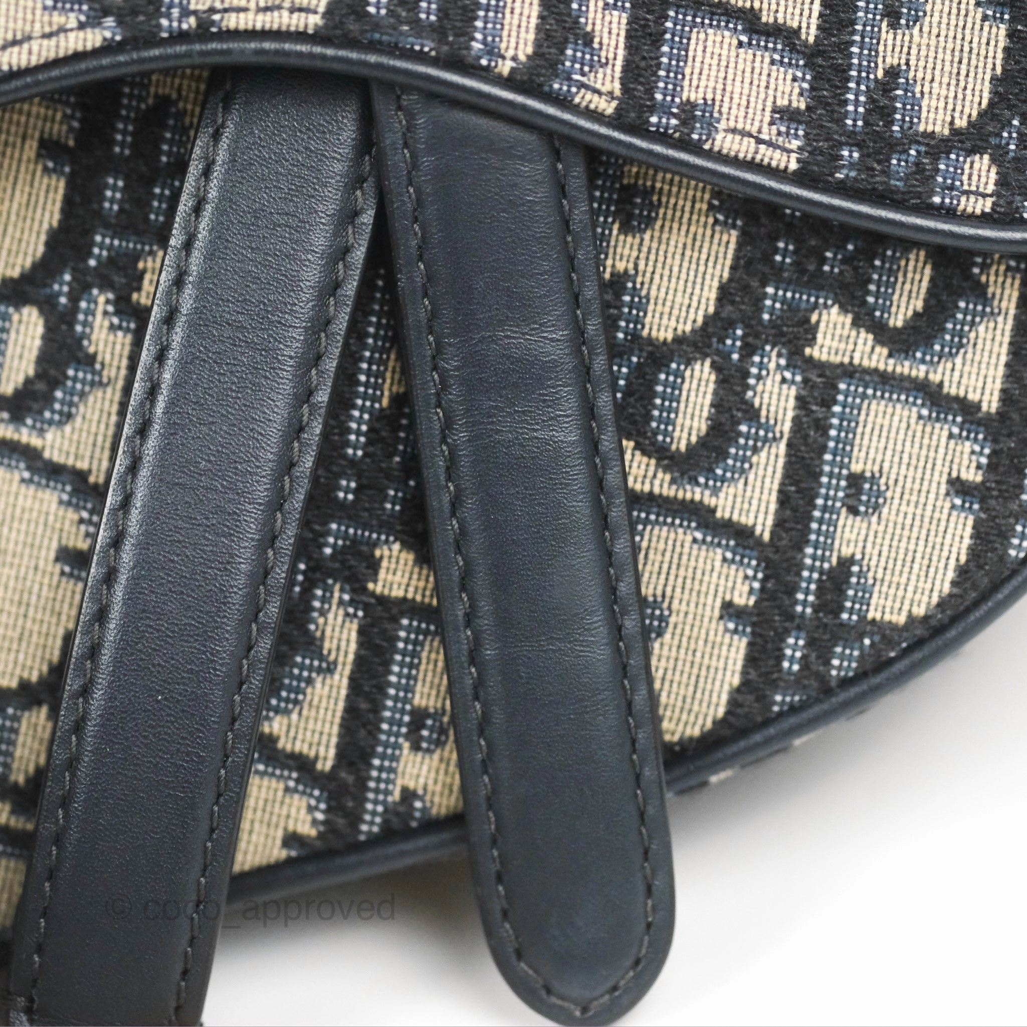 Christian Dior Mini Saddle Bag Blue Oblique Jacquard Gold Hardware