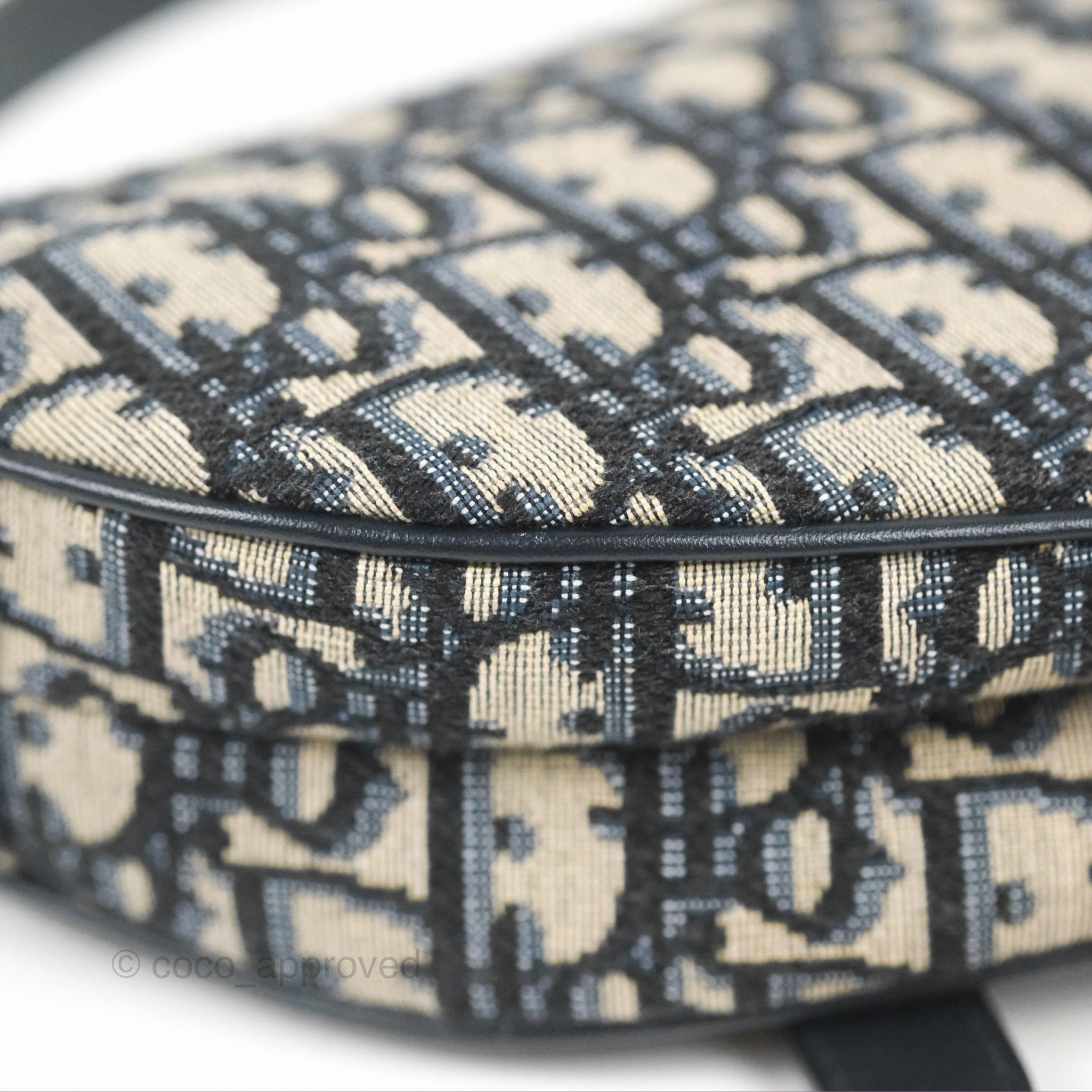 Christian Dior Mini Saddle Bag Blue Oblique Jacquard Gold Hardware