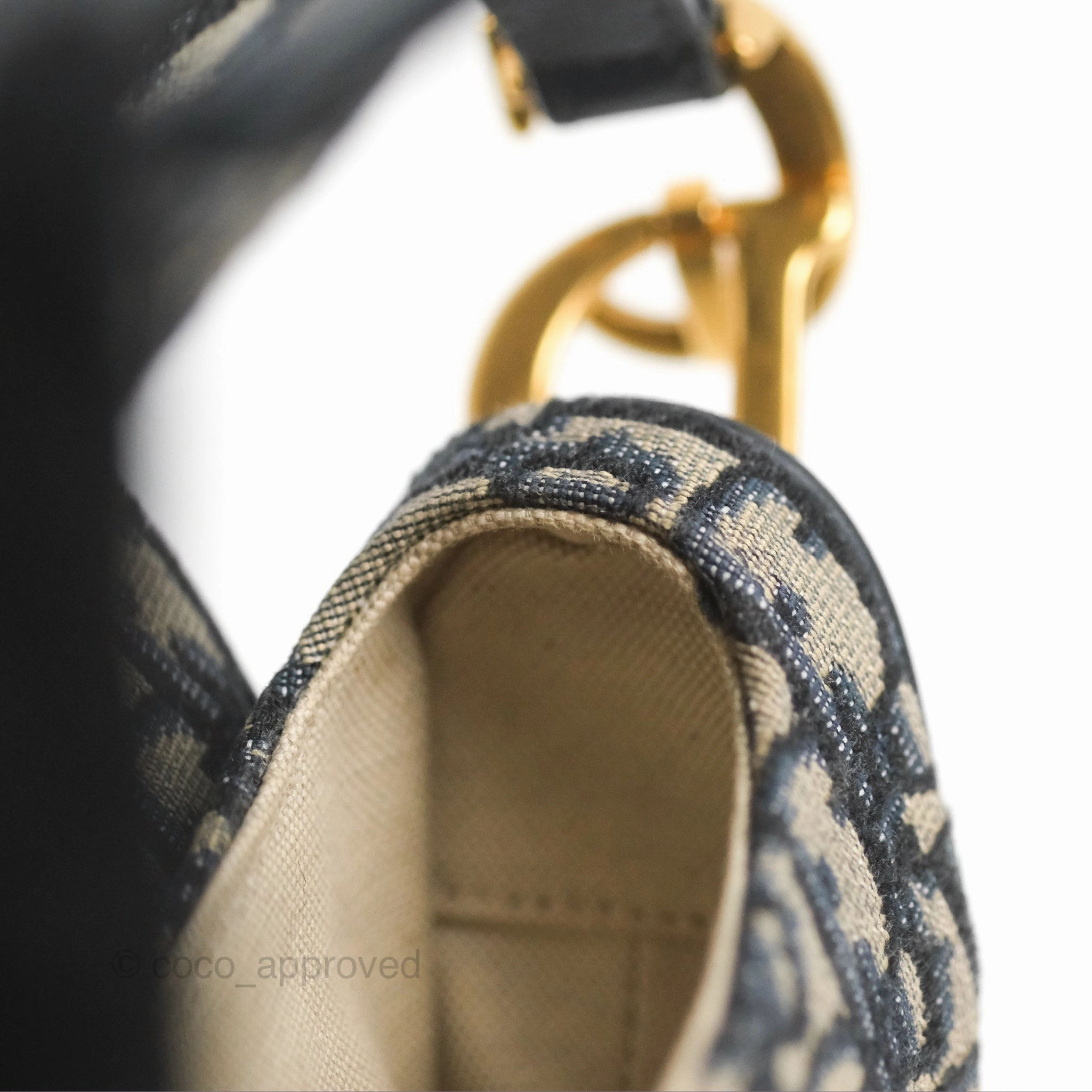 Christian Dior Mini Saddle Bag Blue Oblique Jacquard Gold Hardware