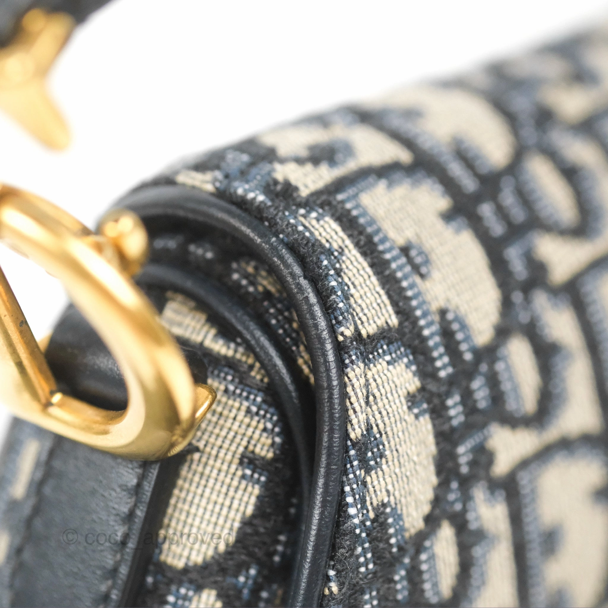 Christian Dior Mini Saddle Bag Blue Oblique Jacquard Gold Hardware