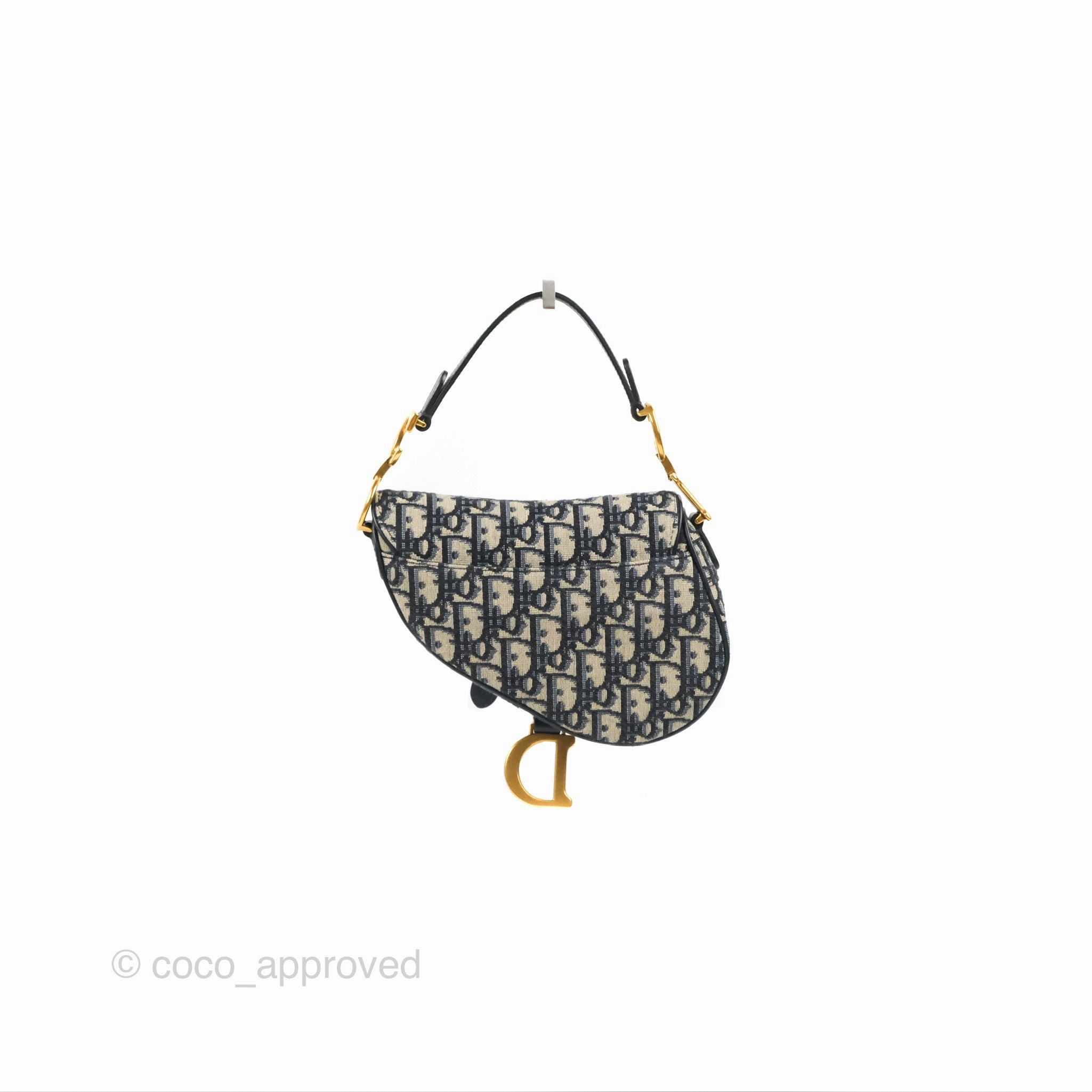 Christian Dior Mini Saddle Bag Blue Oblique Jacquard Gold Hardware