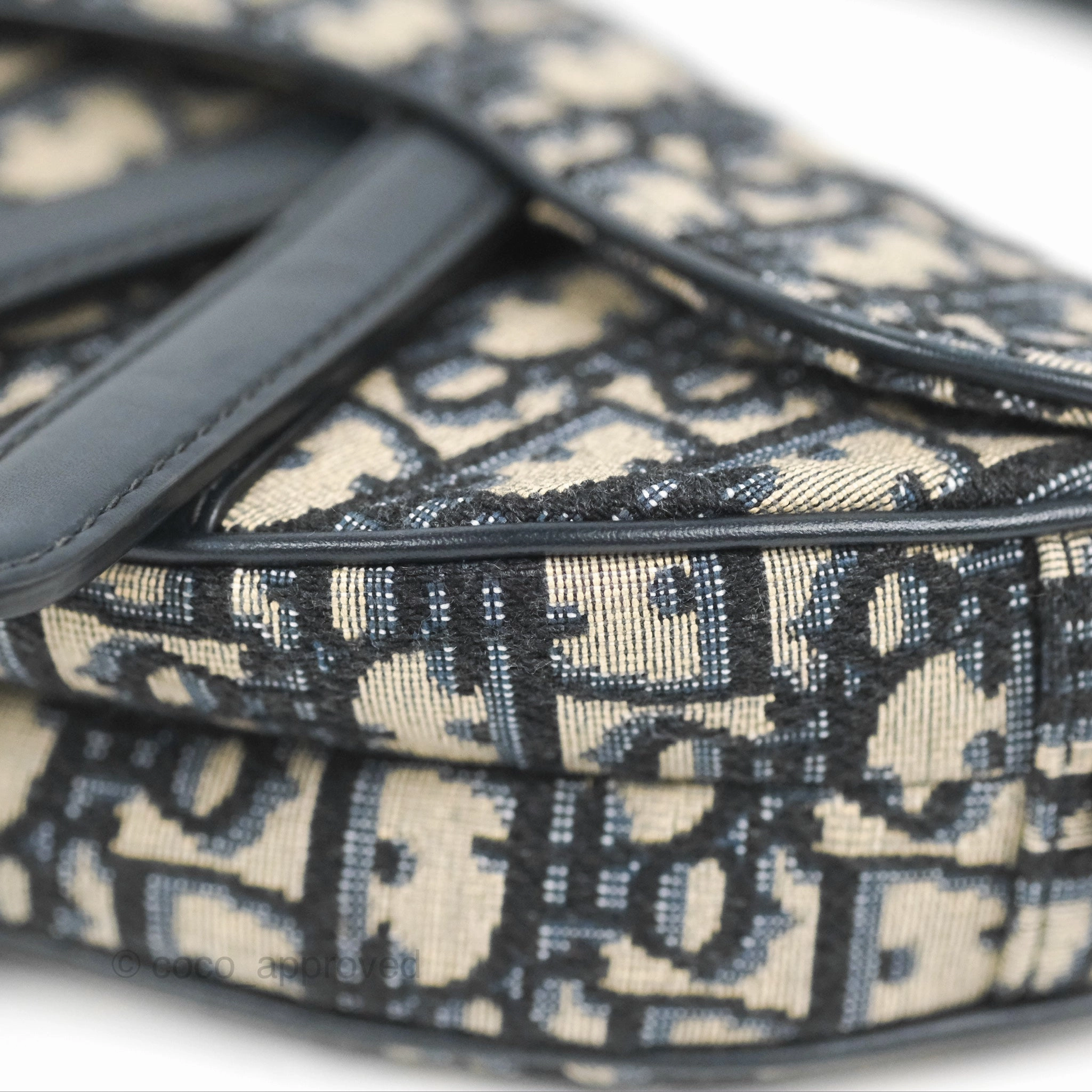 Christian Dior Mini Saddle Bag Blue Oblique Jacquard Gold Hardware